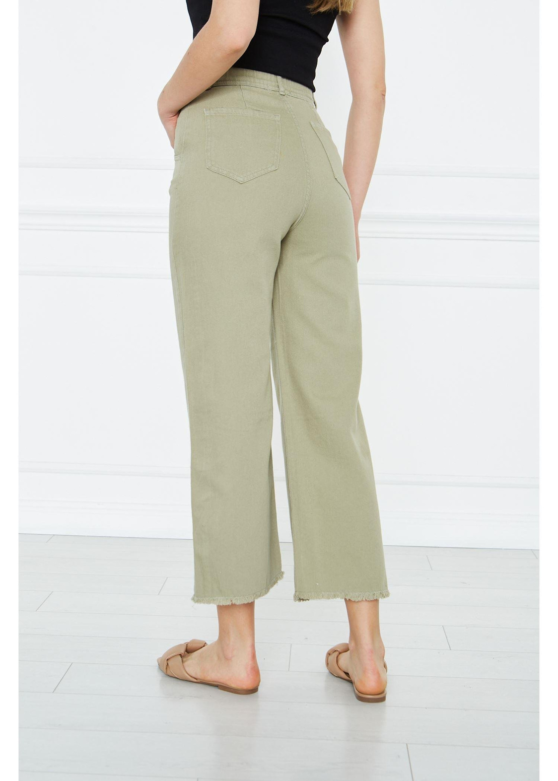 Gabardin Püsküllü Pantolon-Haki