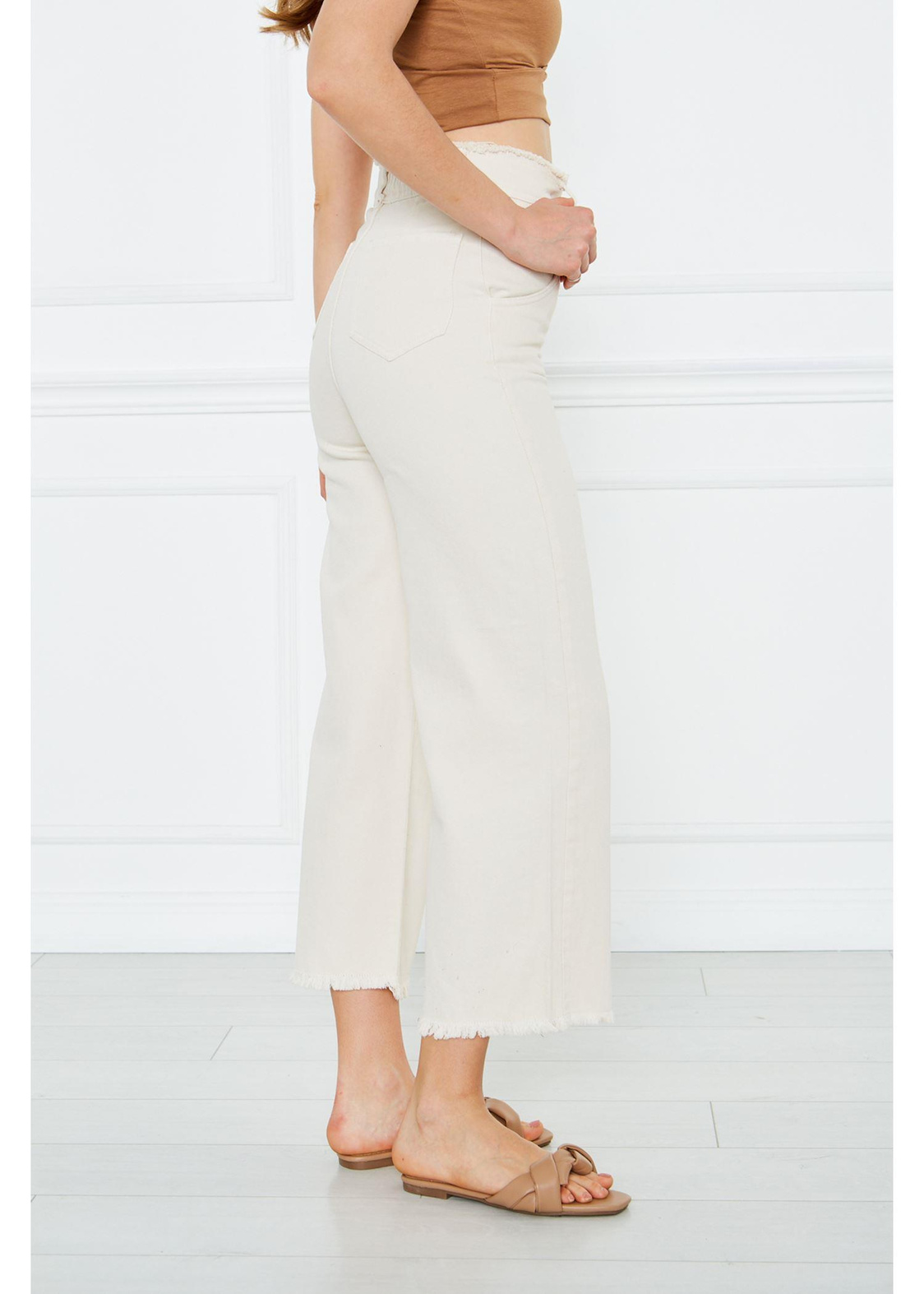Gabardin Püsküllü Pantolon-Taş