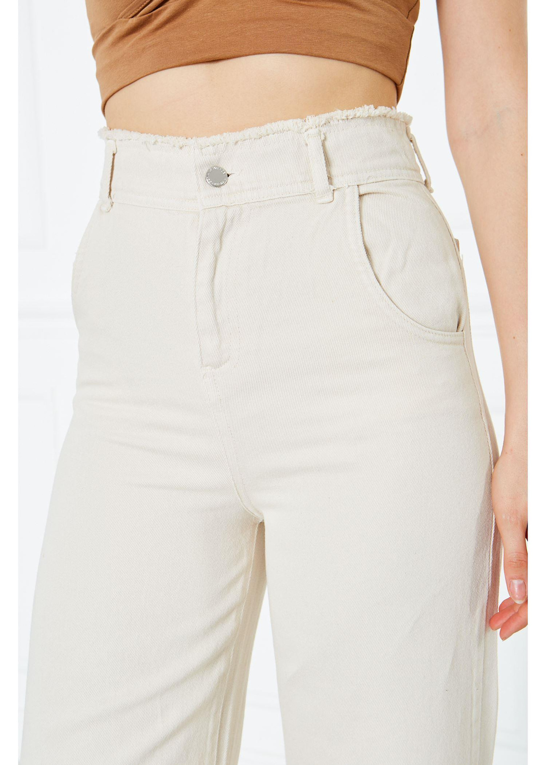 Gabardin Püsküllü Pantolon-Taş