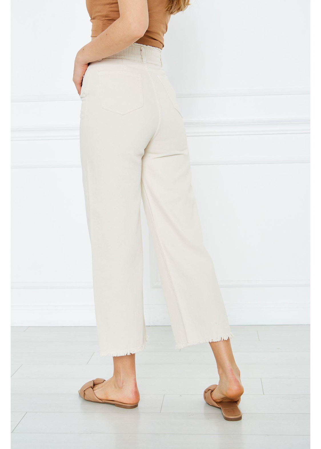 Gabardin Püsküllü Pantolon-Taş