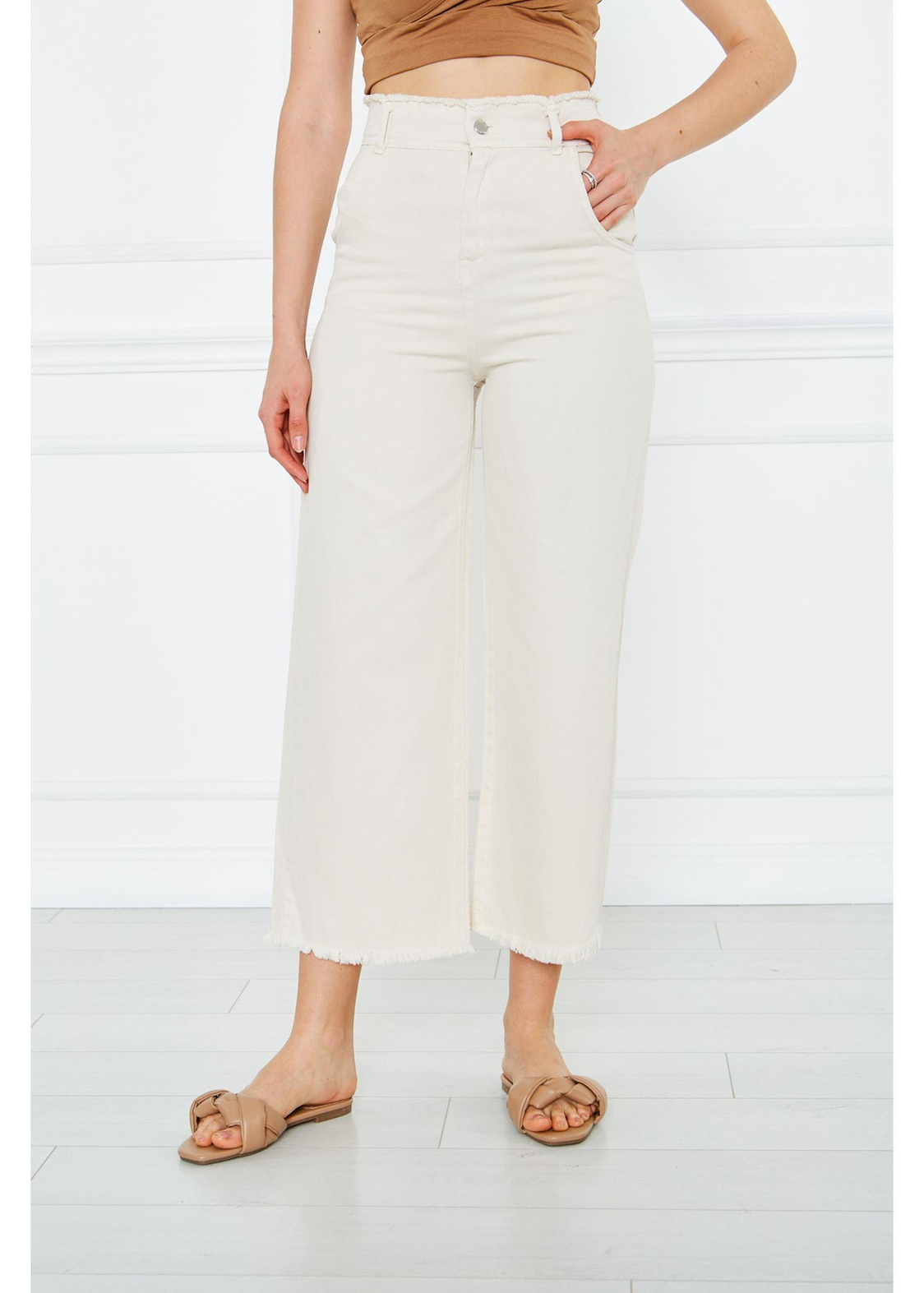 Gabardin Püsküllü Pantolon-Taş