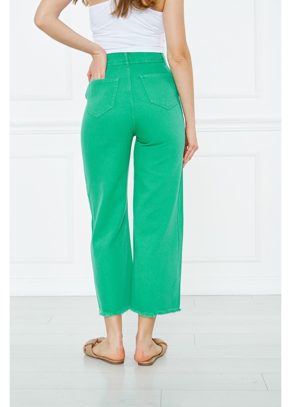 Gabardin Püsküllü Pantolon-Yeşil