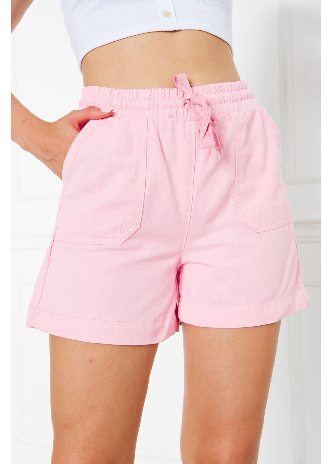 Gabardin Şort-Pembe