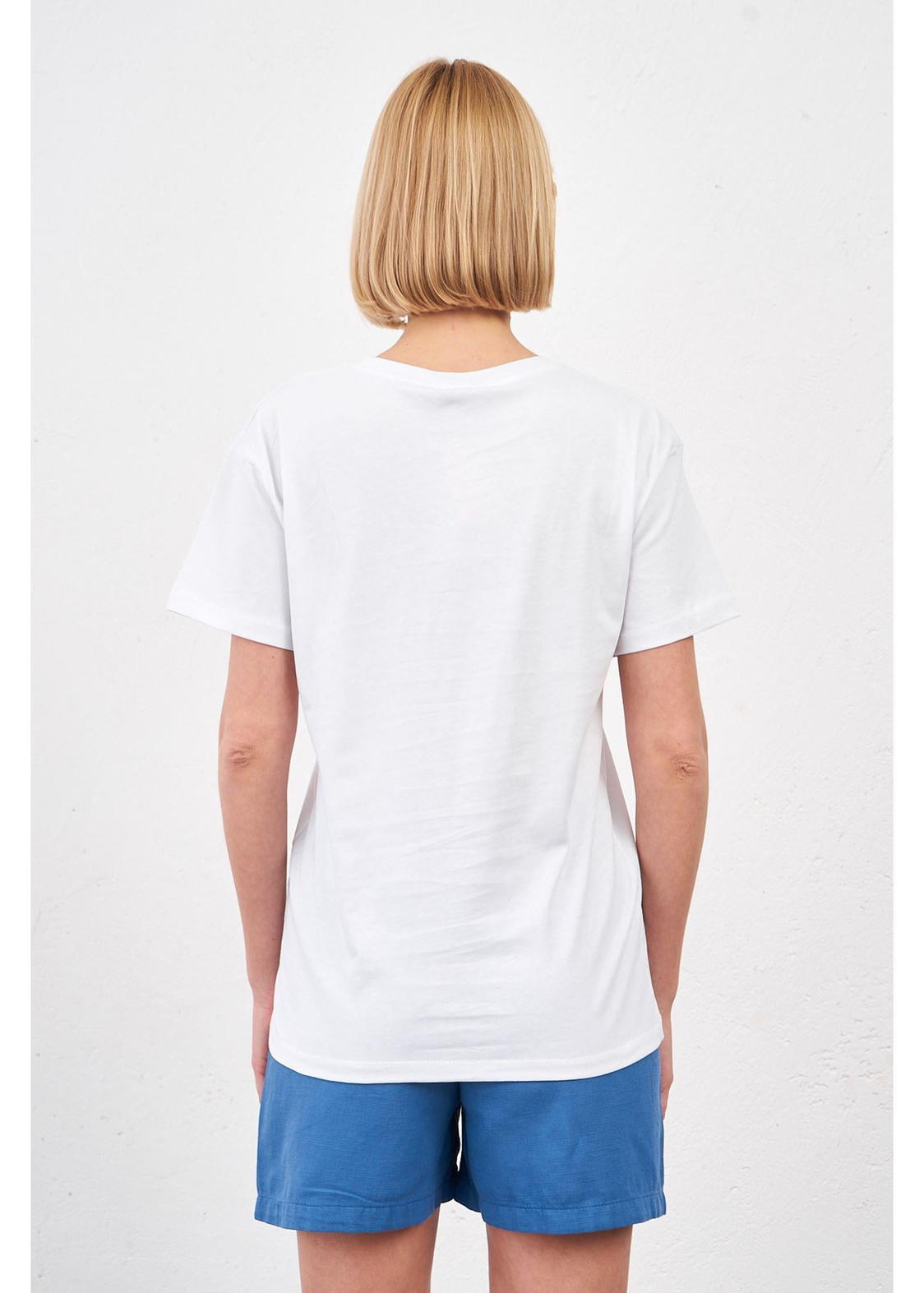 Göz Baskılı T-shirt-Beyaz