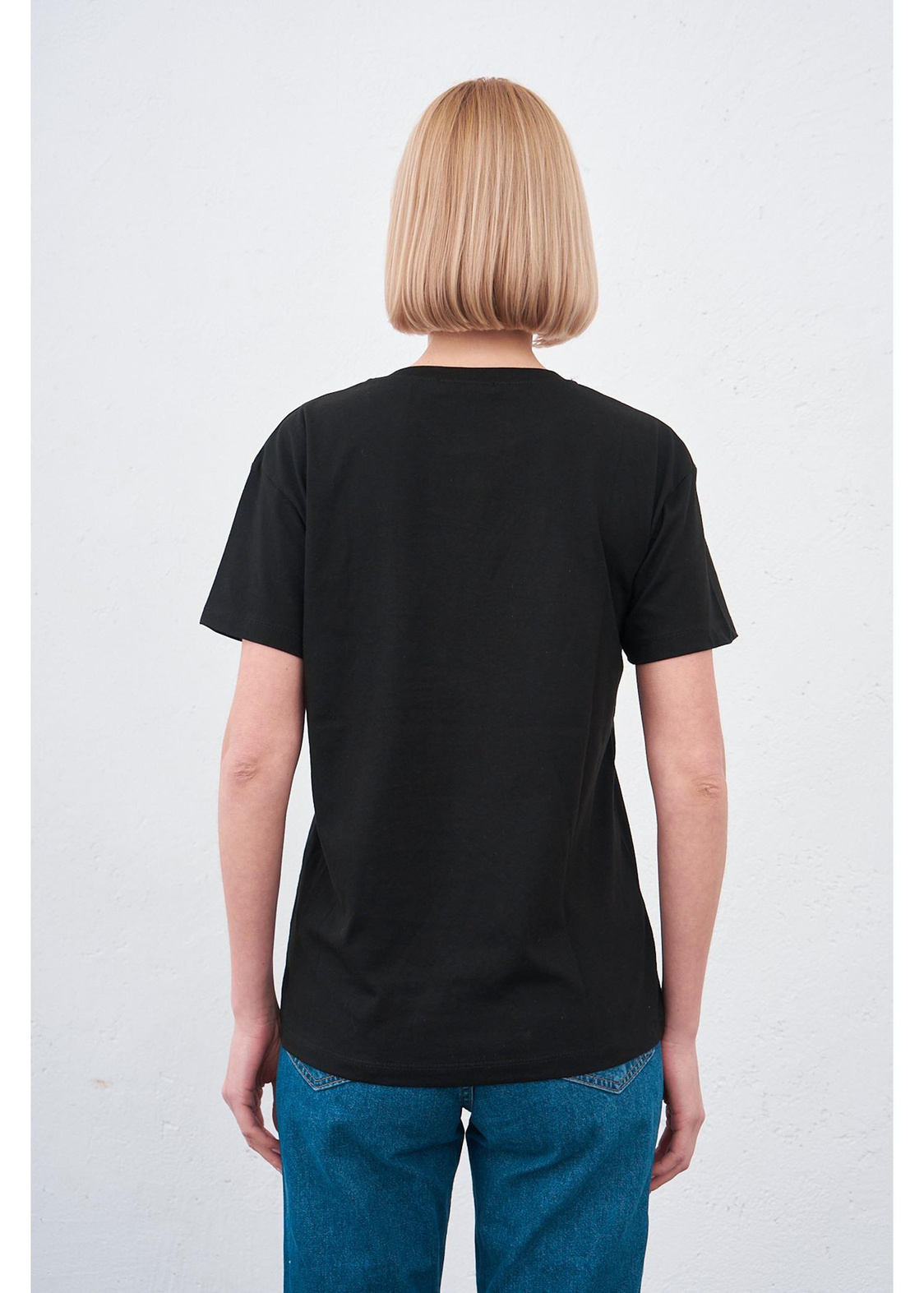 Göz Baskılı T-shirt-Siyah