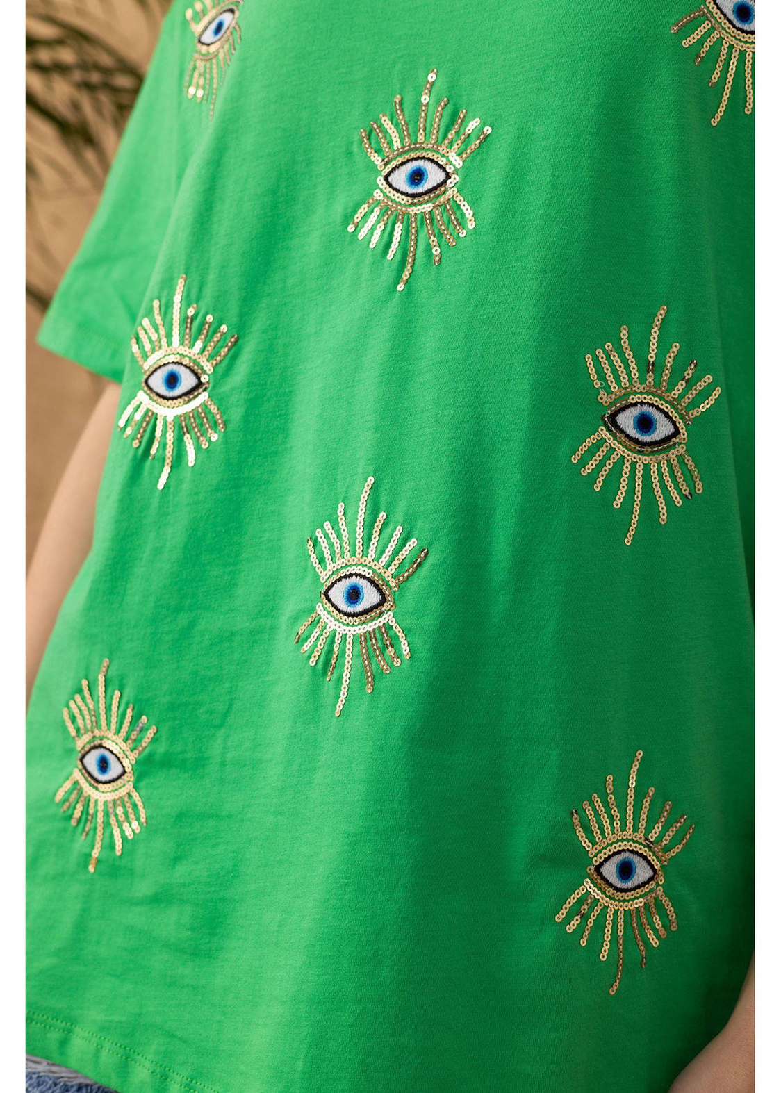 Göz Nakışlı Süprem T-Shirt-Yeşil