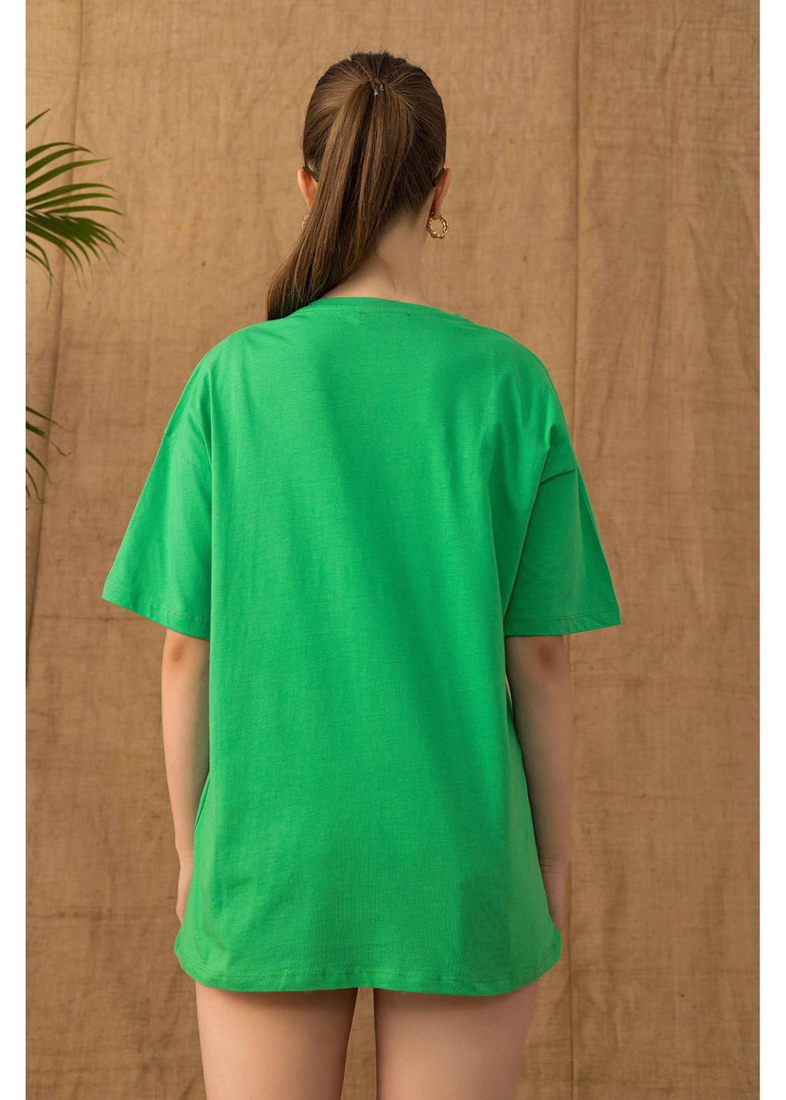 Göz Nakışlı Süprem T-Shirt-Yeşil