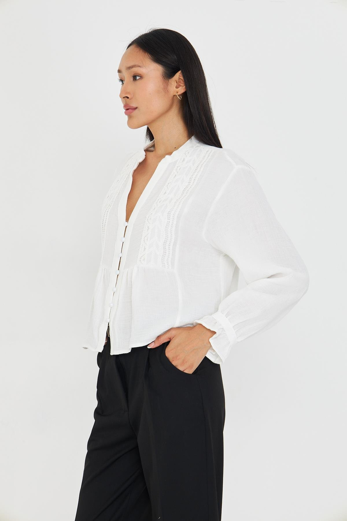 Hakim Yaka Dantelli Gömlek