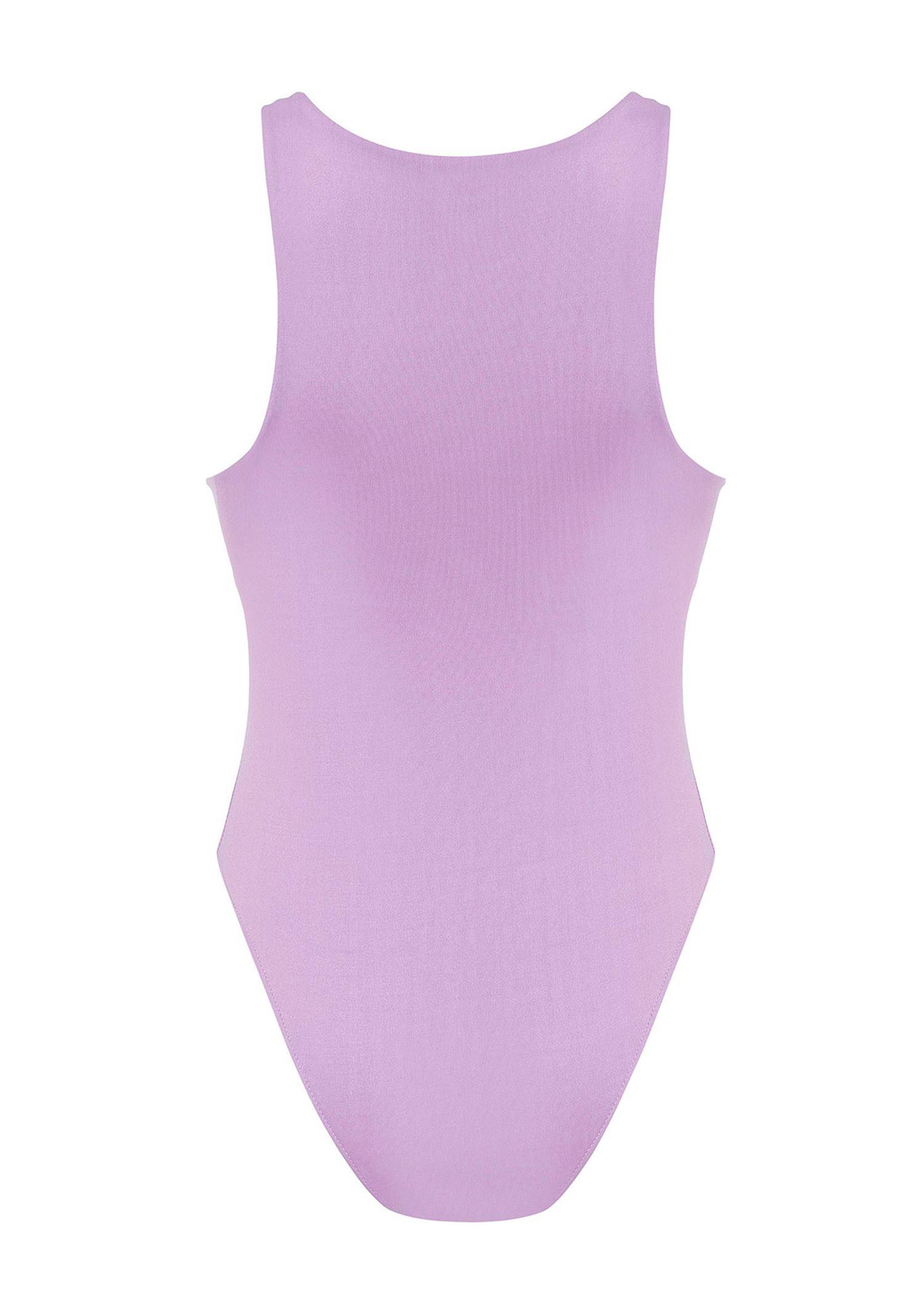 Halter Yaka Çıt Çıtlı Bodysuit-Lila
