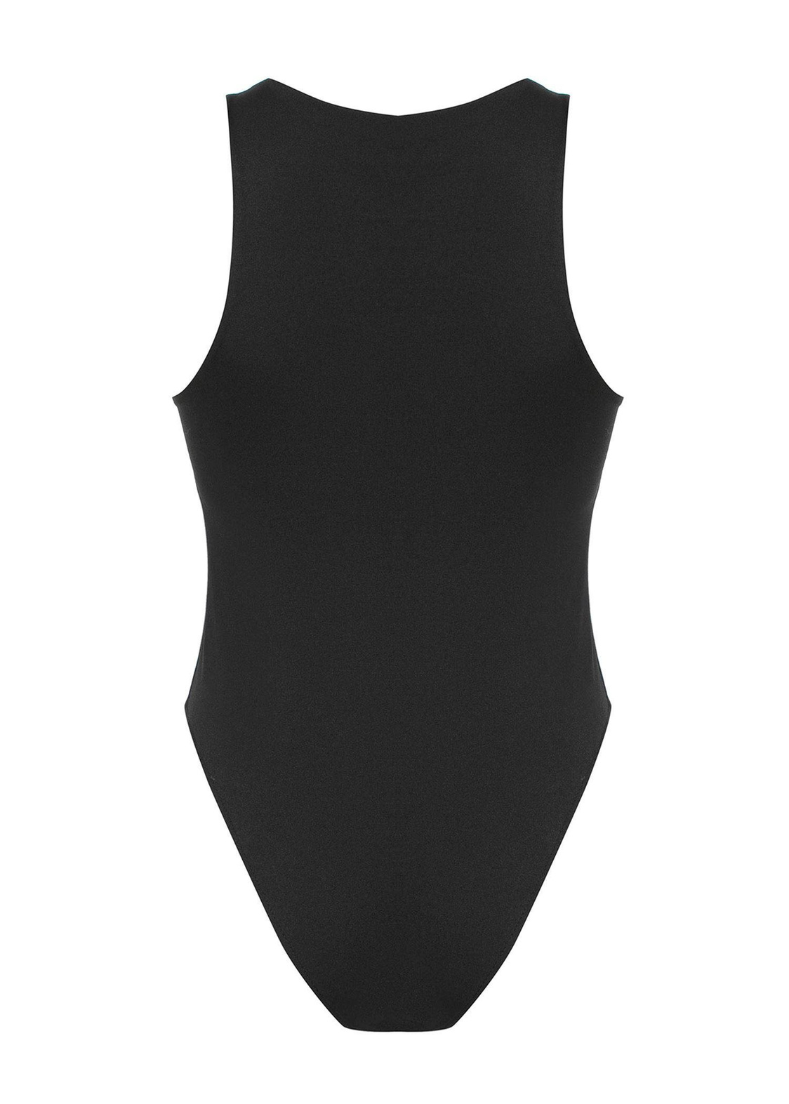 Halter Yaka Çıt Çıtlı Bodysuit-Siyah