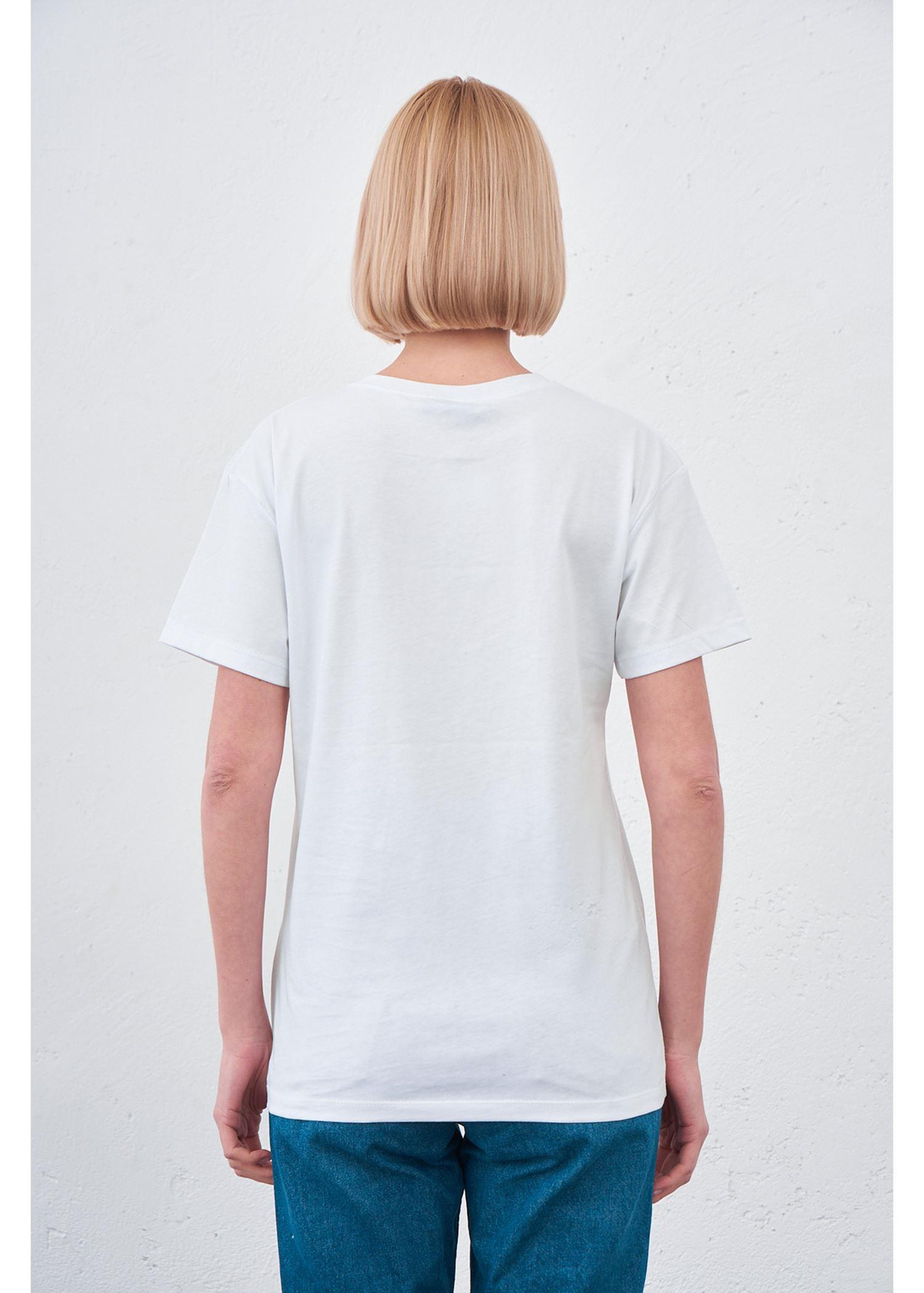 Happiness Baskılı T-shirt-Beyaz