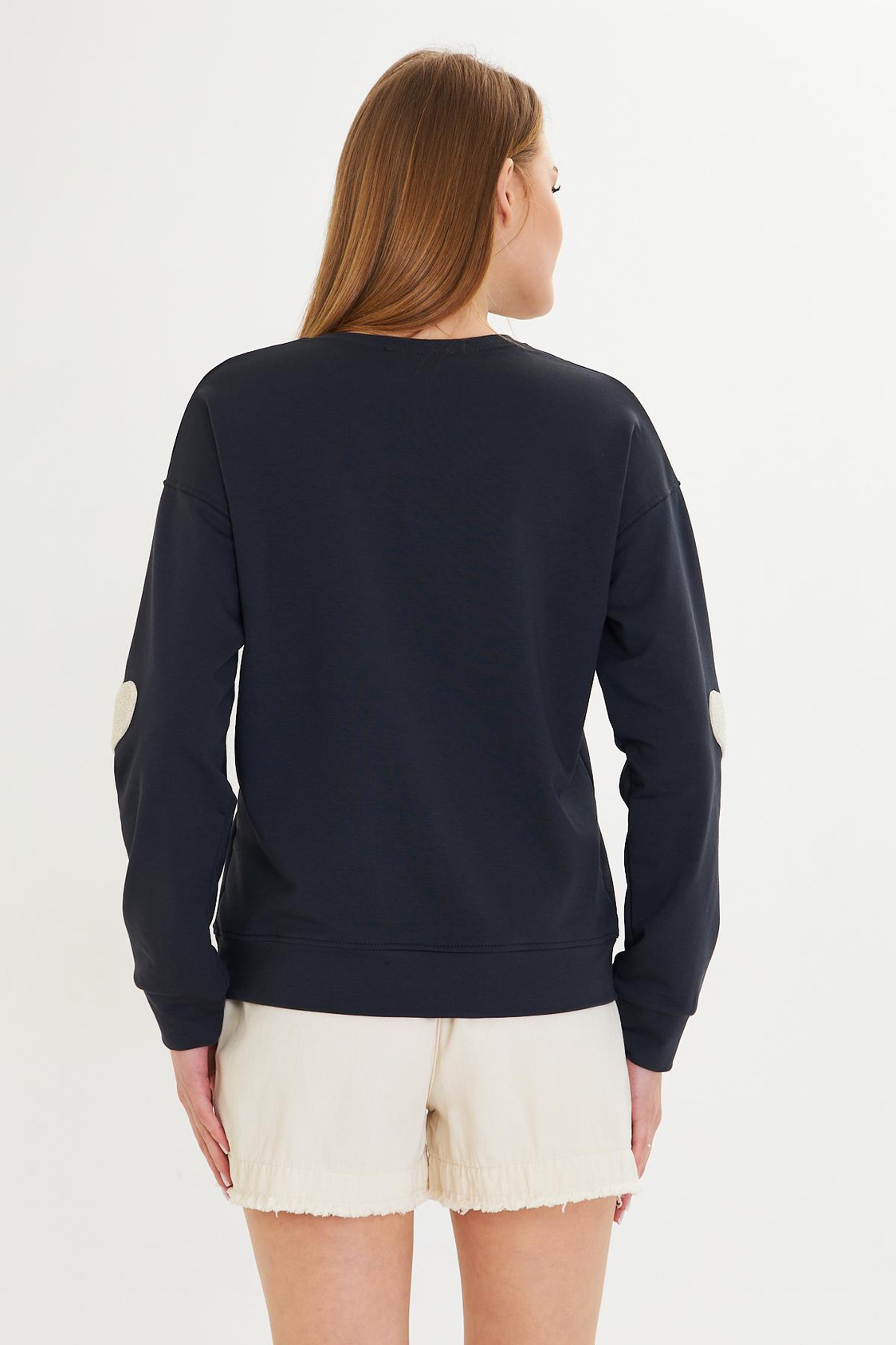 Havlu Kalp Baskılı İki İplik Sweatshirt