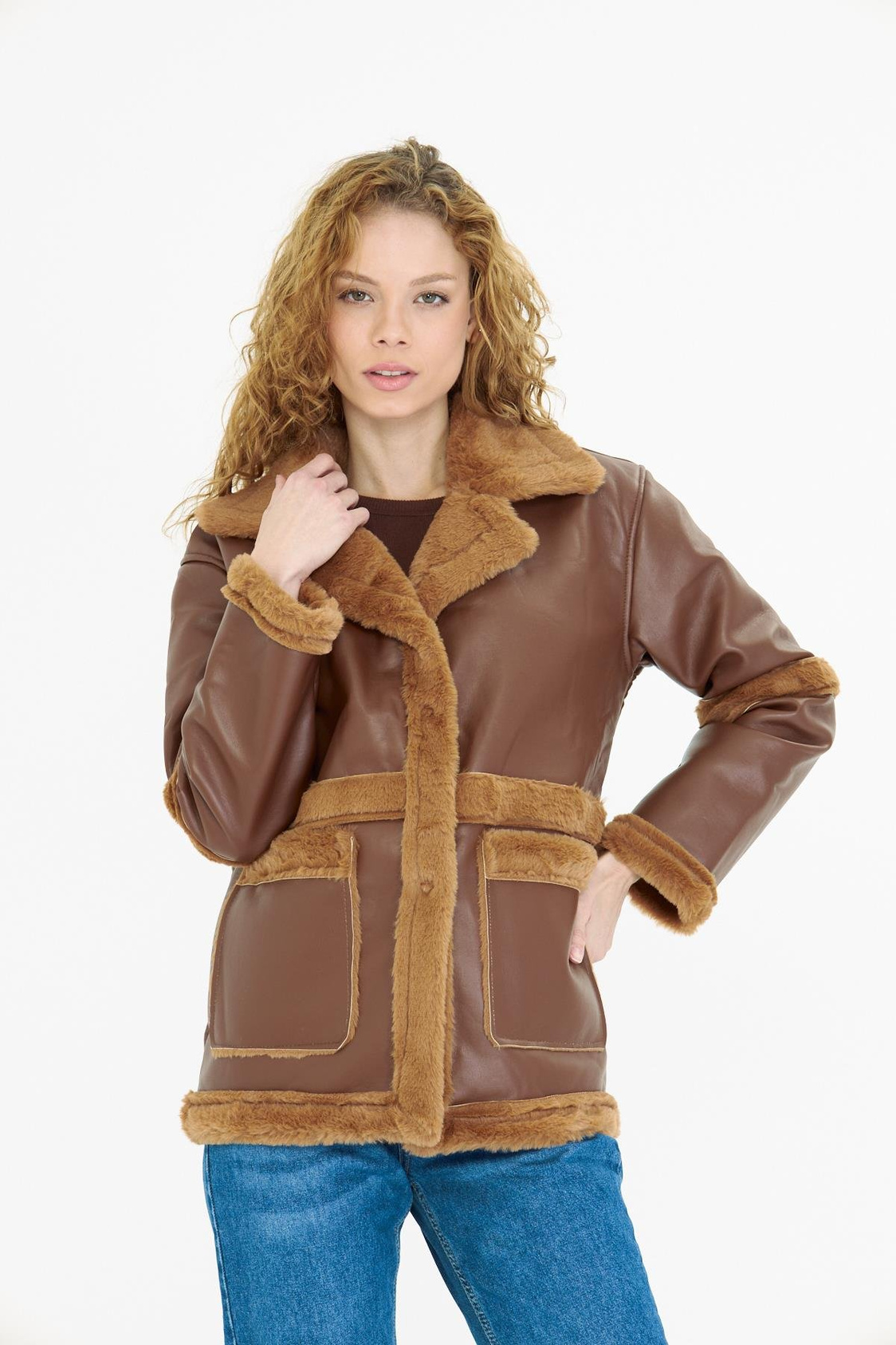 İçi Kürklü Deri Kaban