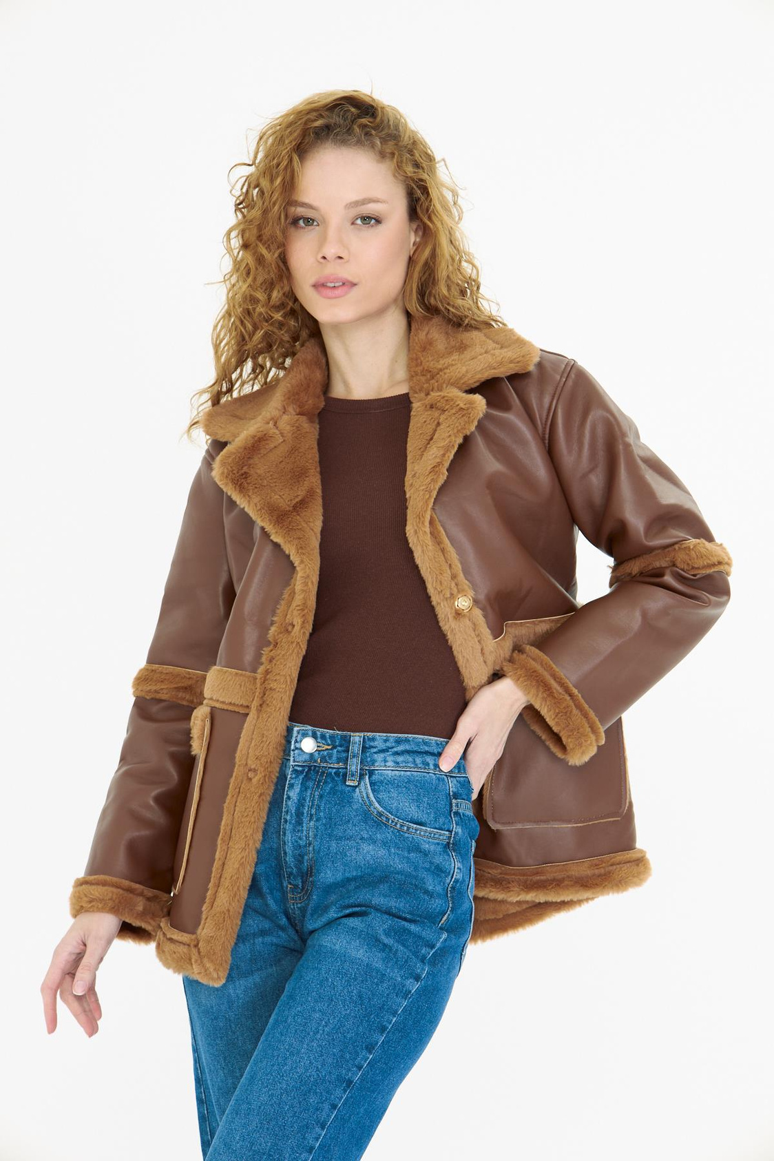 İçi Kürklü Deri Kaban