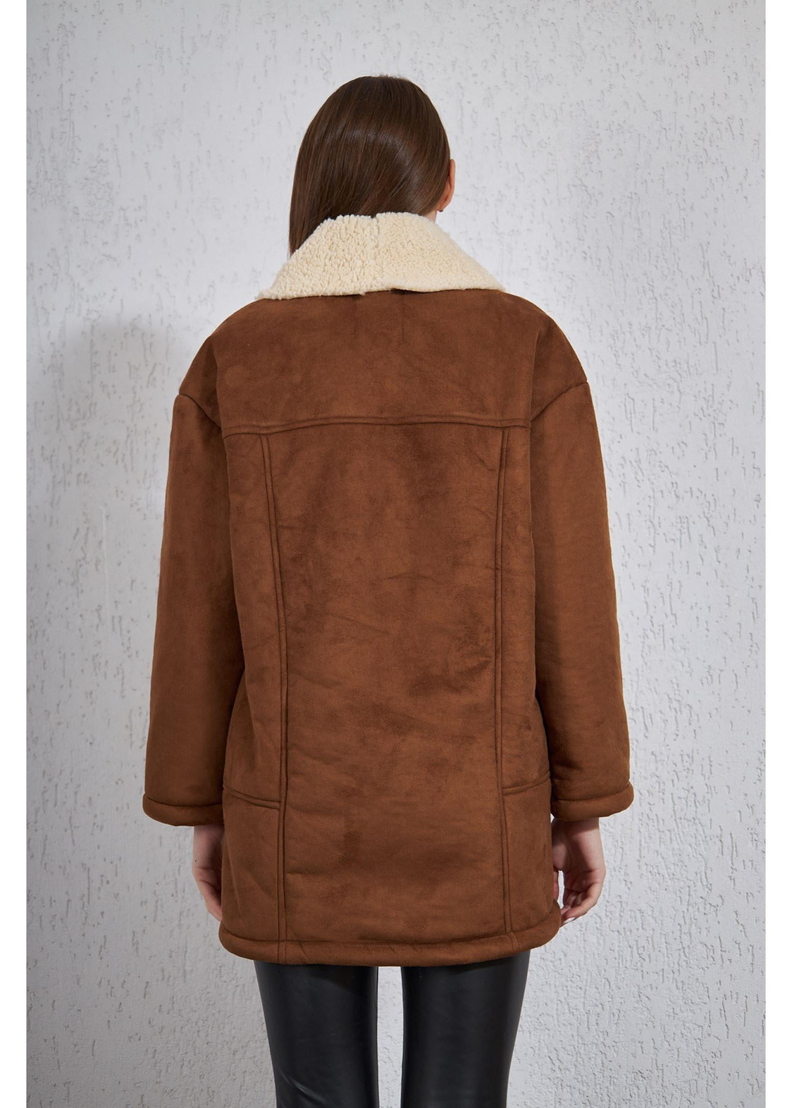 İçi Peluş Süet Kaban-Taba