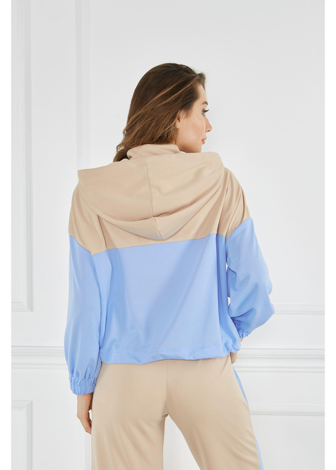 İki Renk Double Sweatshırt-Mavi