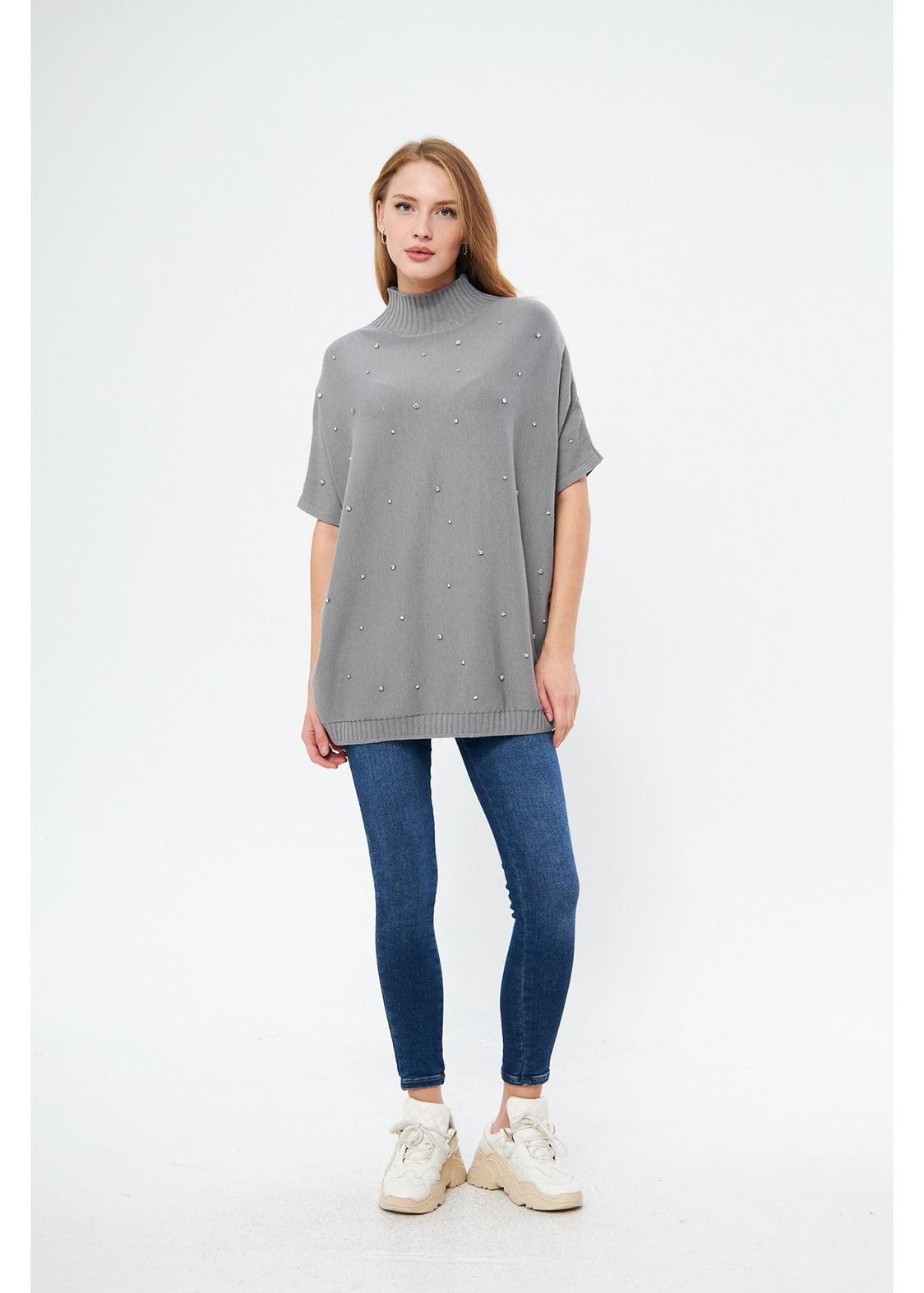 İncili Oversize Kazak