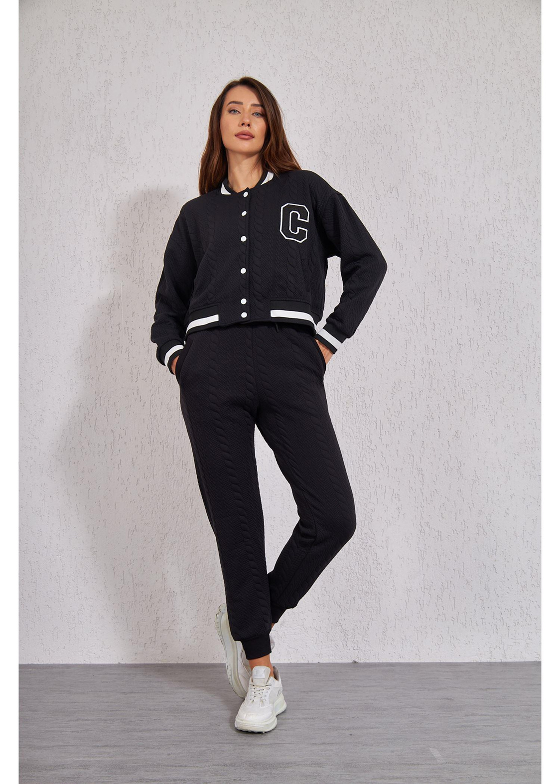 Jakarlı Ceket Sweat-Siyah