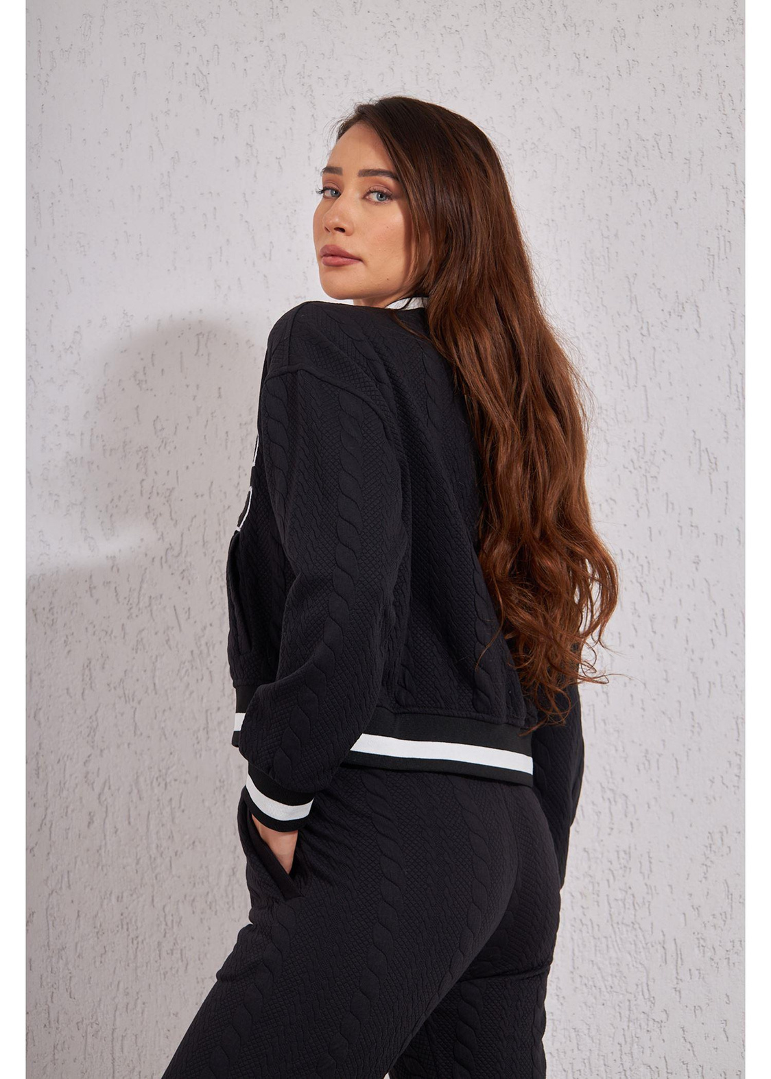 Jakarlı Ceket Sweat-Siyah