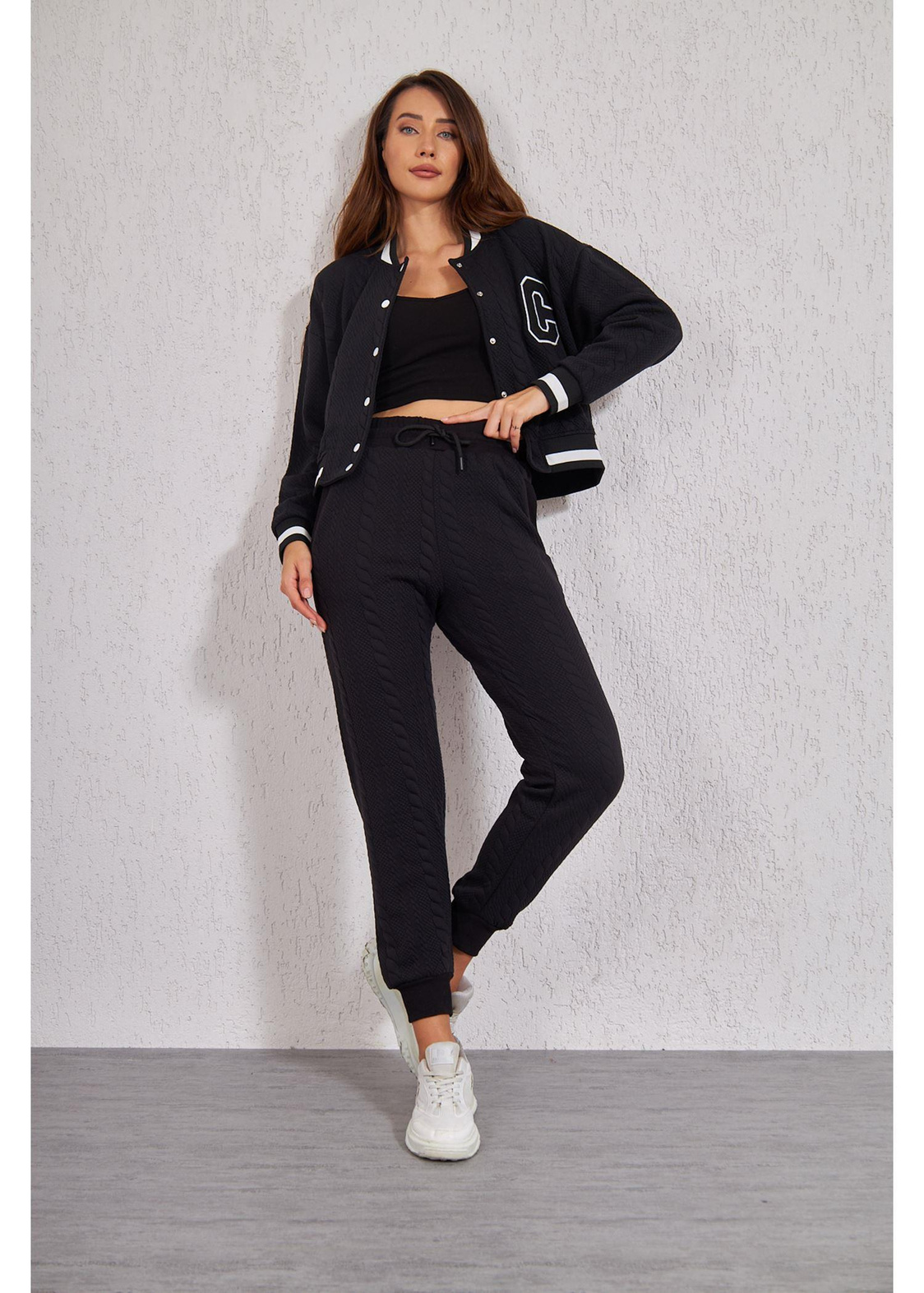 Jakarlı Ceket Sweat-Siyah