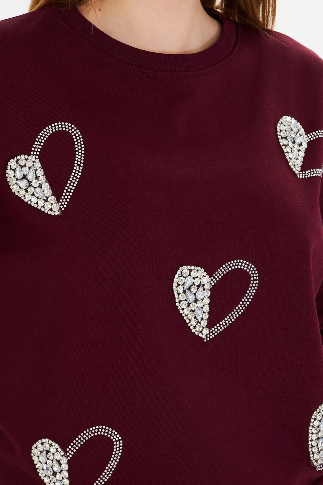 Kalpli Taş Baskılı Sweatshirt