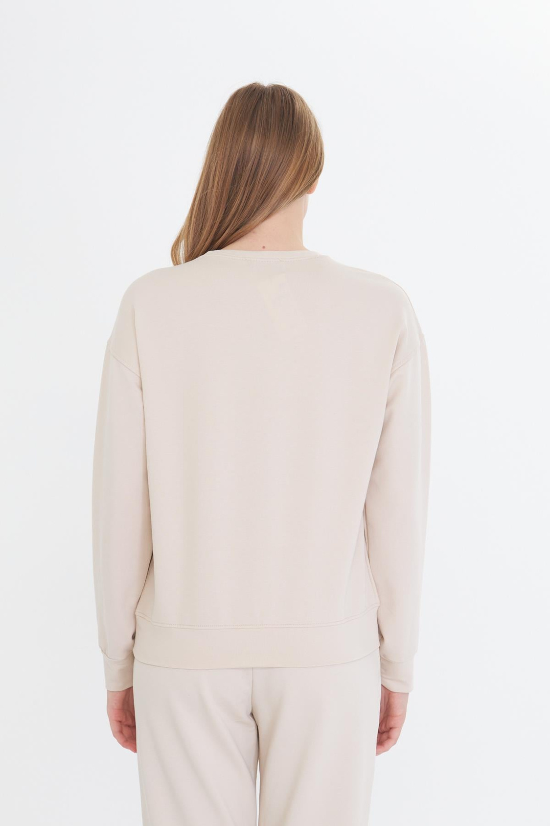Kalpli Taş Baskılı Sweatshirt - Taş