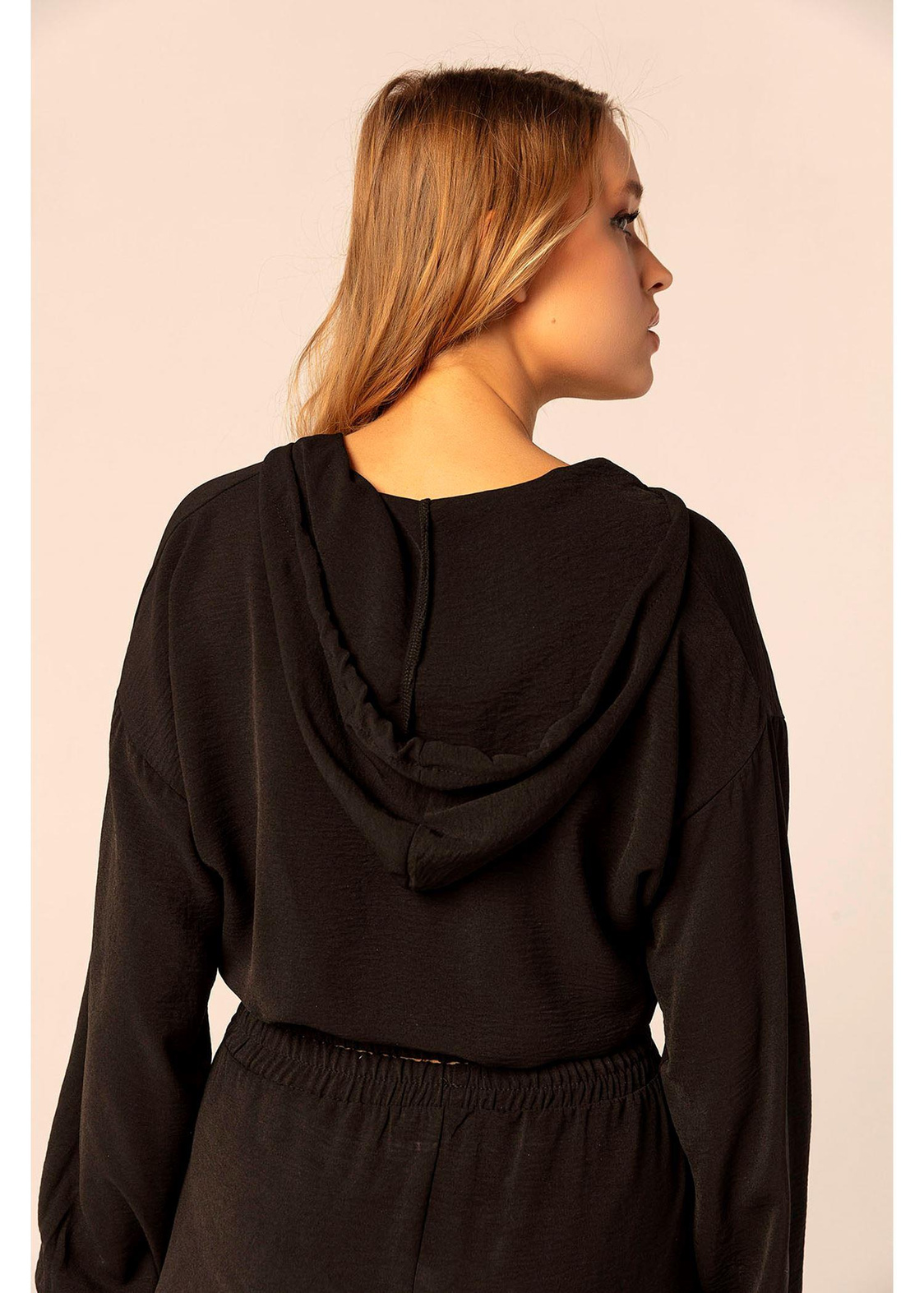 Kapüşonlu Beli Lastikli Sweatshırt