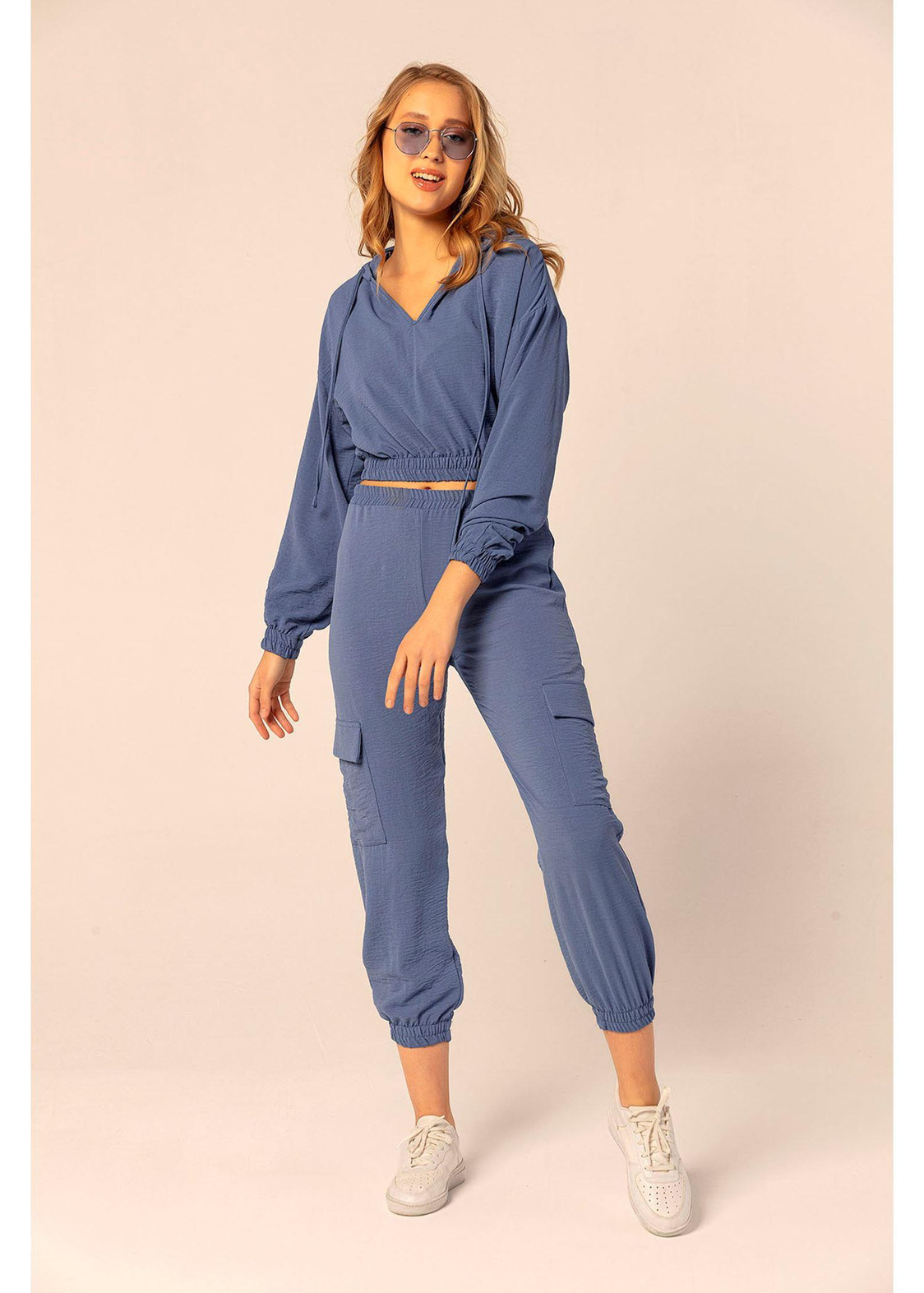 Kapüşonlu Beli Lastikli Sweatshırt
