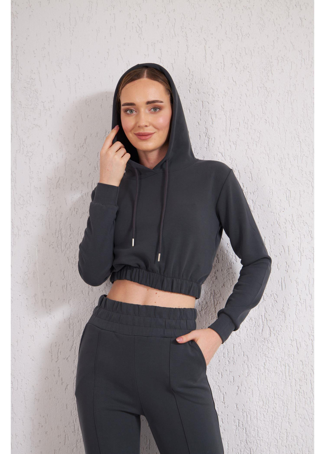 Kapüşonlu Dalgıç Sweat-Siyah