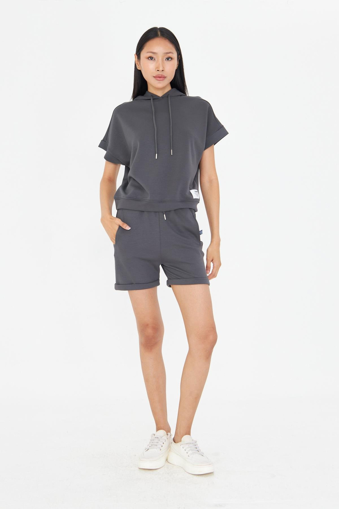 Kapüşonlu Kısa Kol Modal Sweatshirt