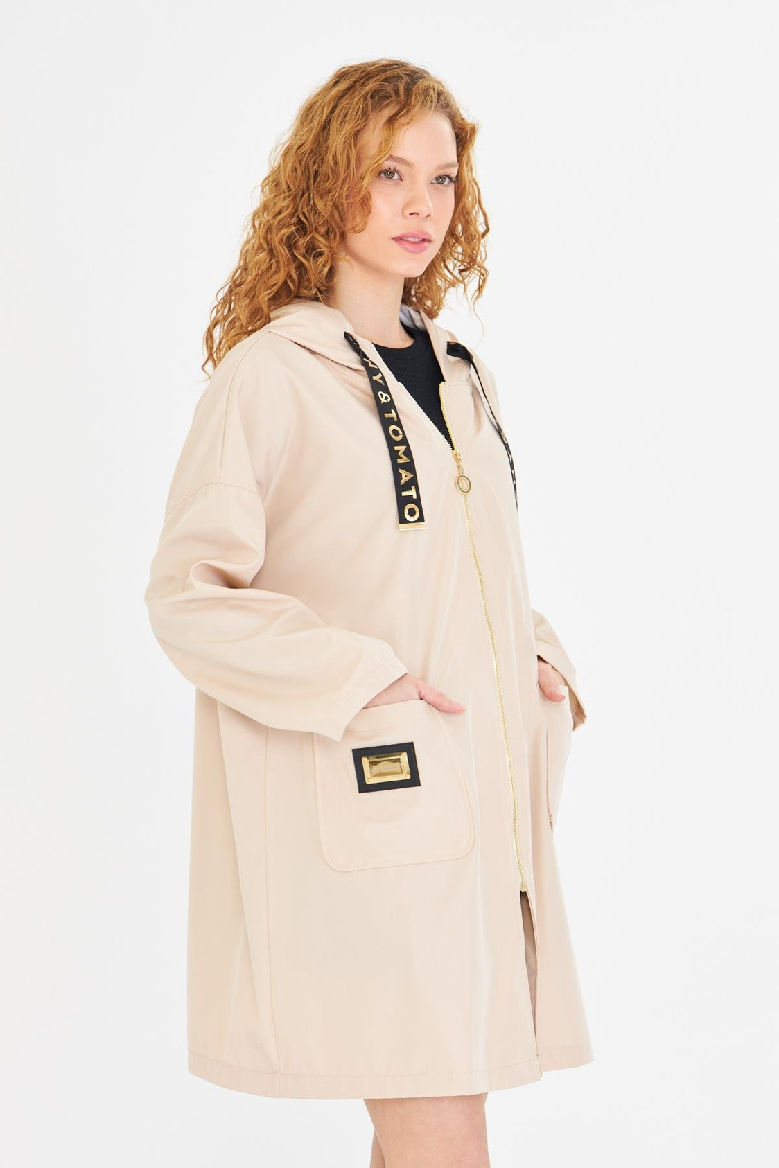 Kapüşonlu Suya Dayanıklı Trençkot