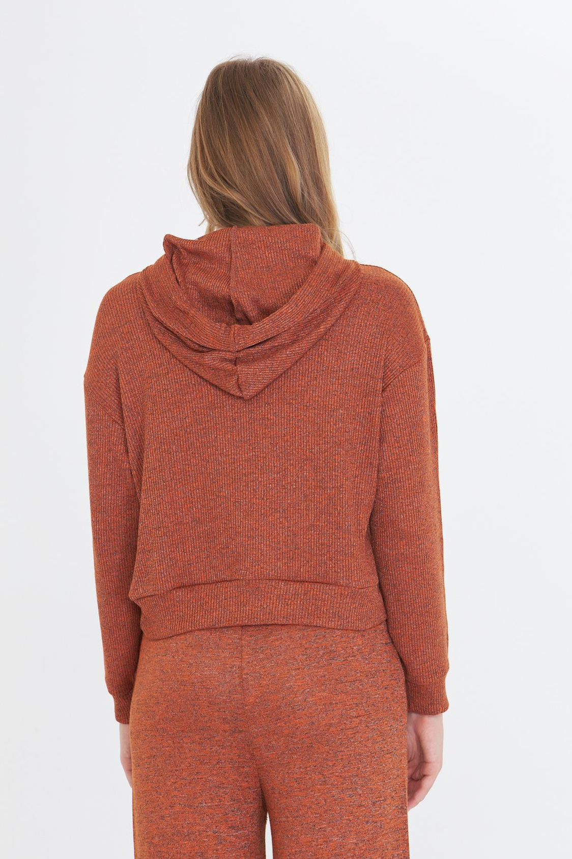 Kapüşonlu Triko Sweatshirt - Tarçın