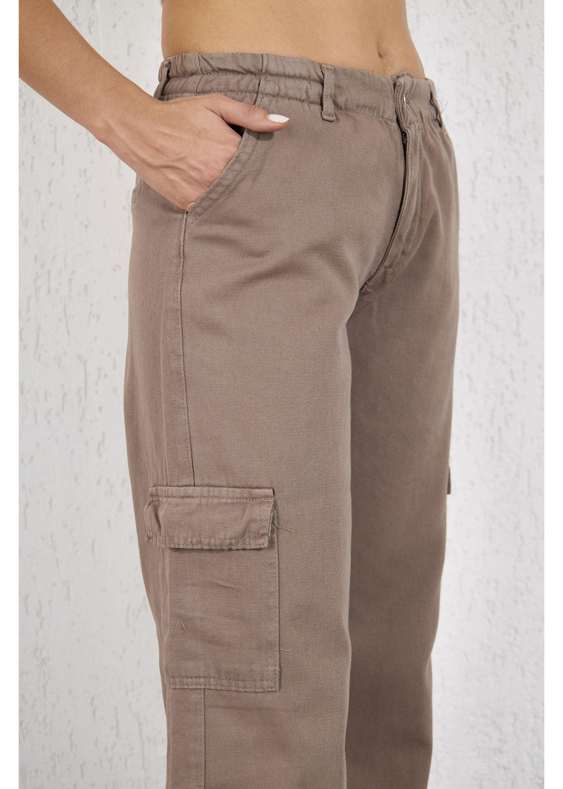 Kargo Cep Gaabardin Pantolon-Bej