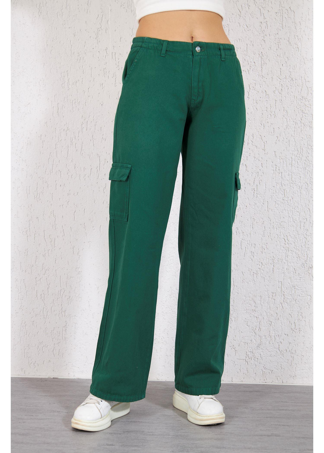 Kargo Cep Gaabardin Pantolon-Zümrüt