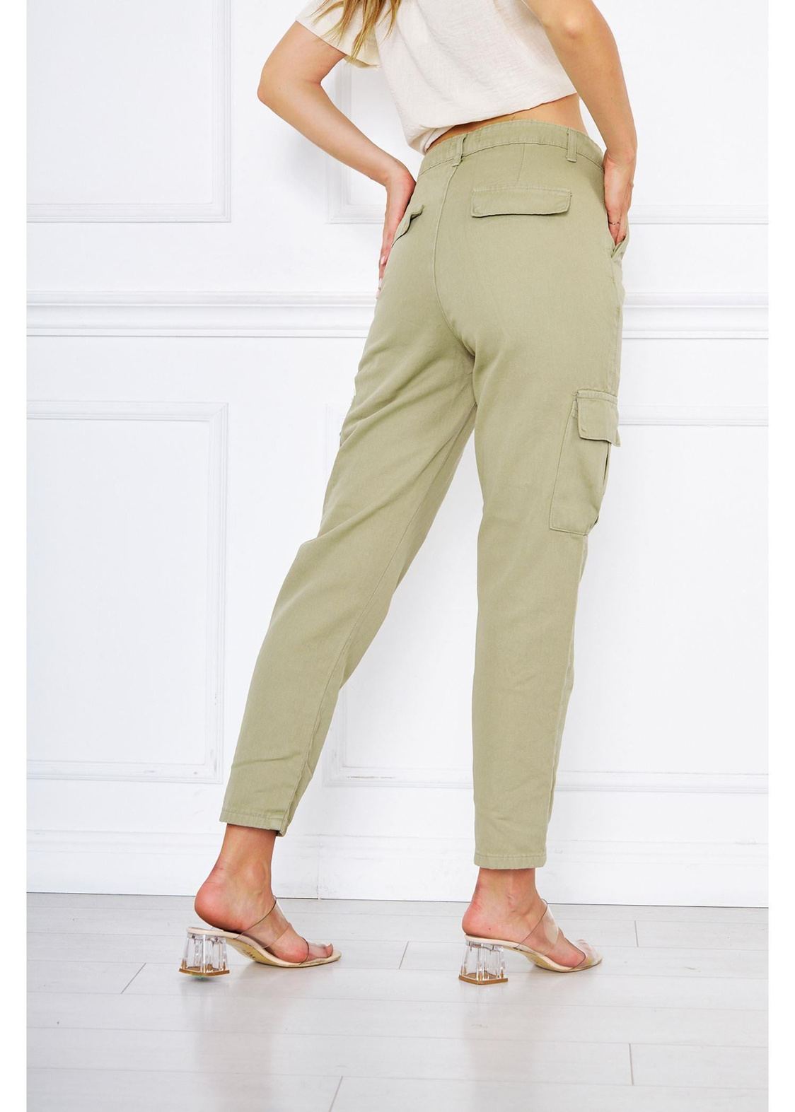 Kargo Cep Gabardin Pantolon-Haki