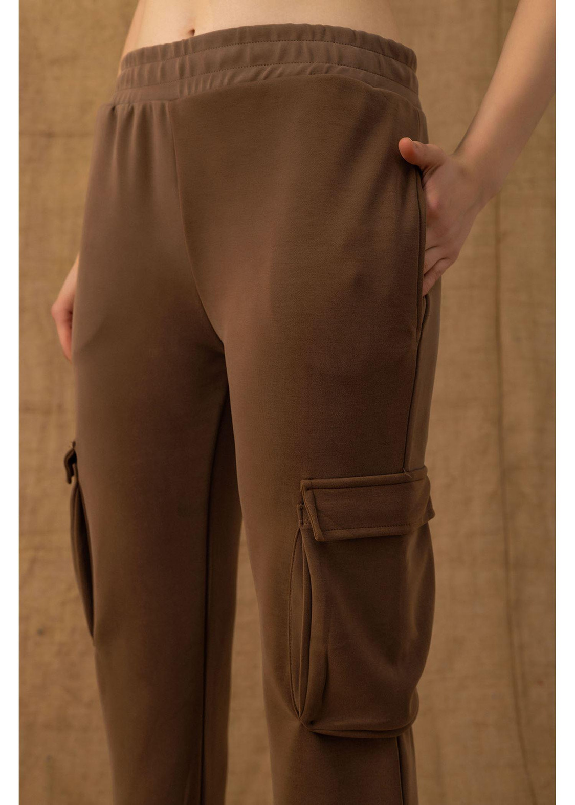Kargo Cep Scuba Dalgıç Pantolon-Kahve