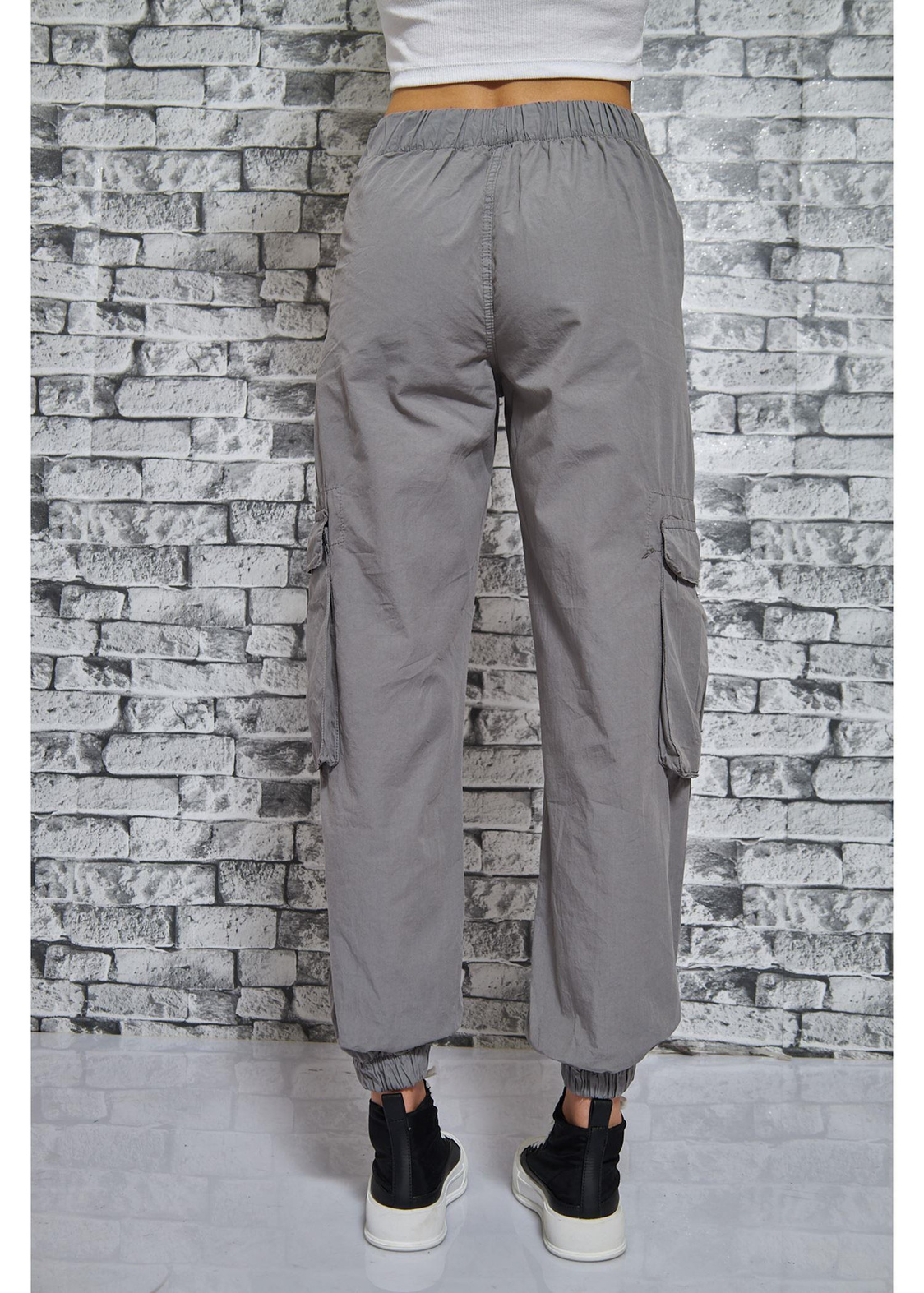 Kargo Cepli Jogger Pantolon-Gri