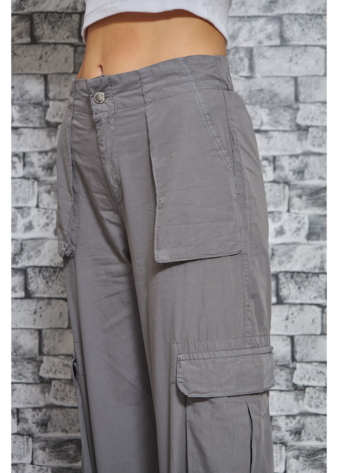 Kargo Cepli Jogger Pantolon-Gri