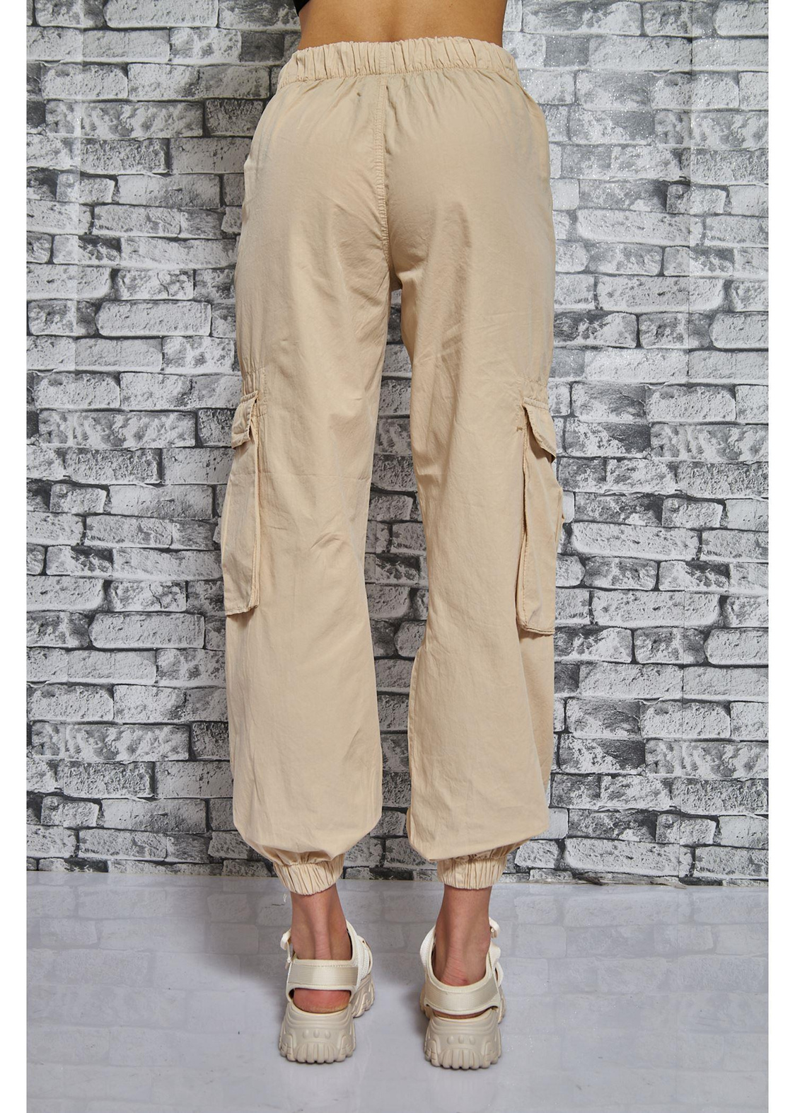 Kargo Cepli Jogger Pantolon-Taş