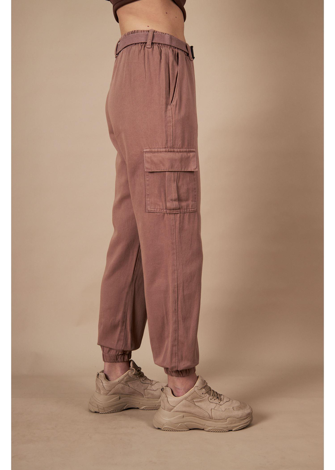 Kargo Cepli Palaskalı Jogger Pantolon-Vizon