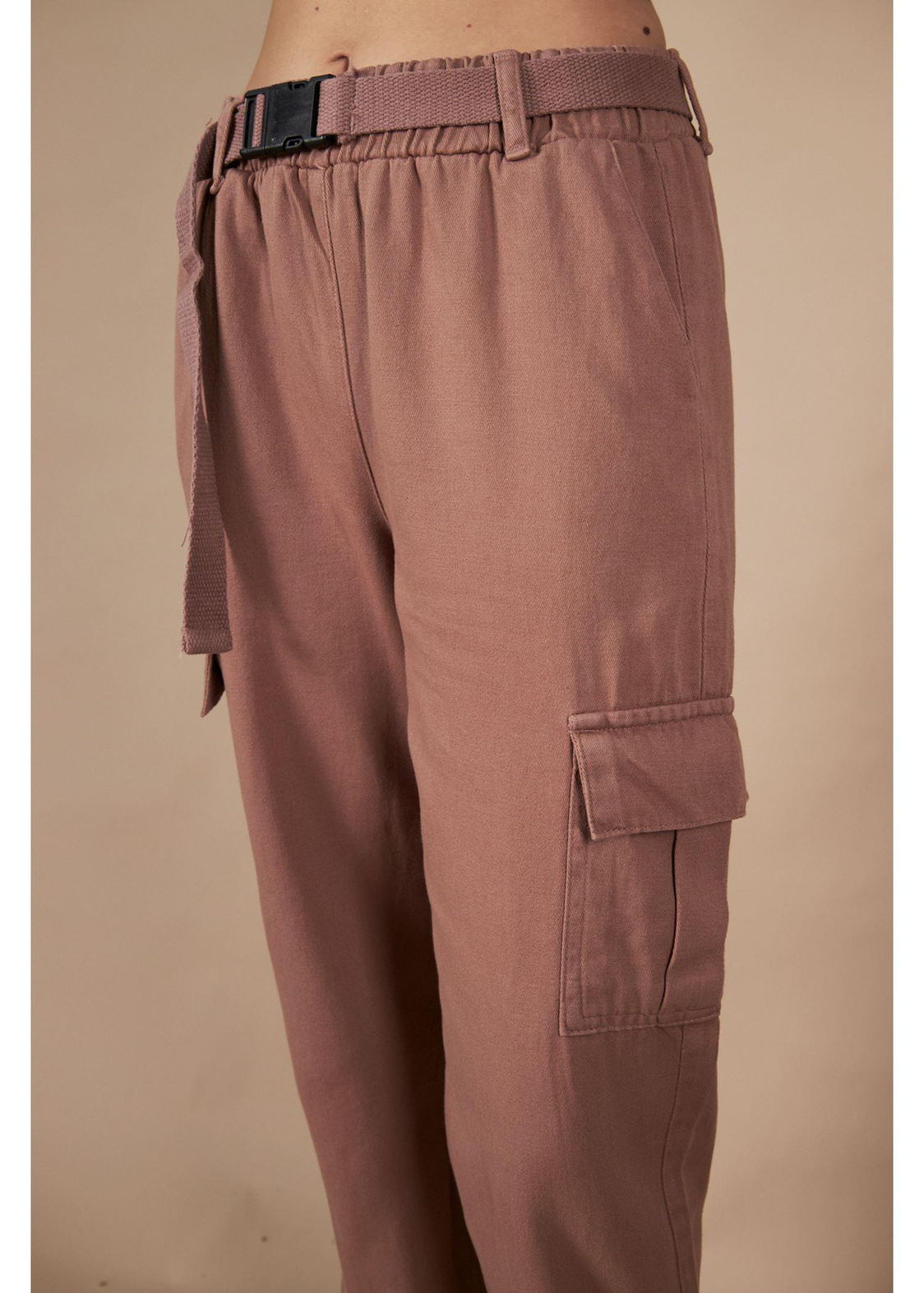 Kargo Cepli Palaskalı Jogger Pantolon-Vizon