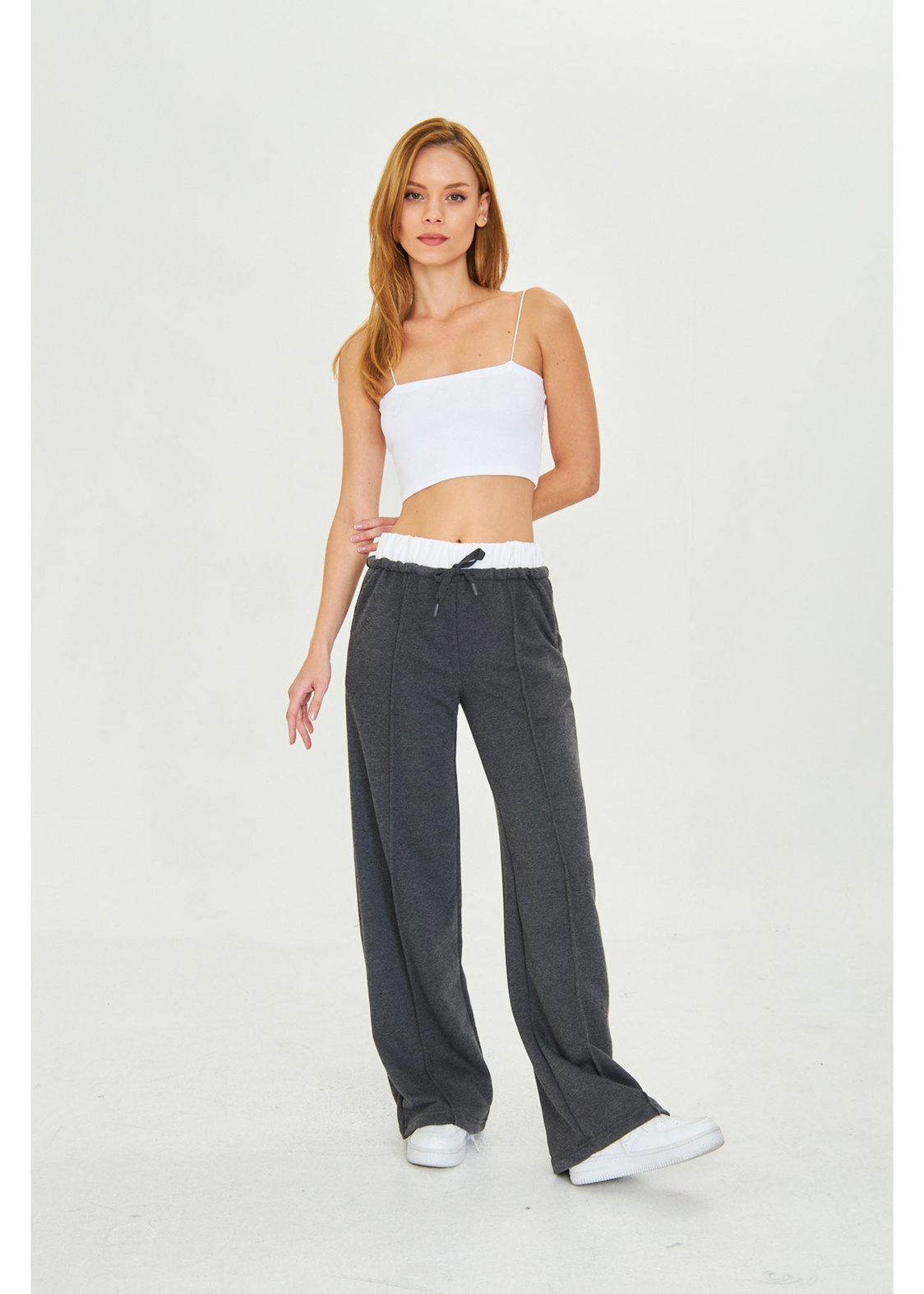 Kemer Garnili Bol Paça Eşofman Altı