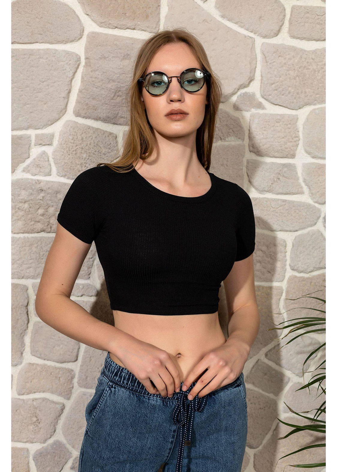 Kısa Kol Basic T-shirt-Siyah