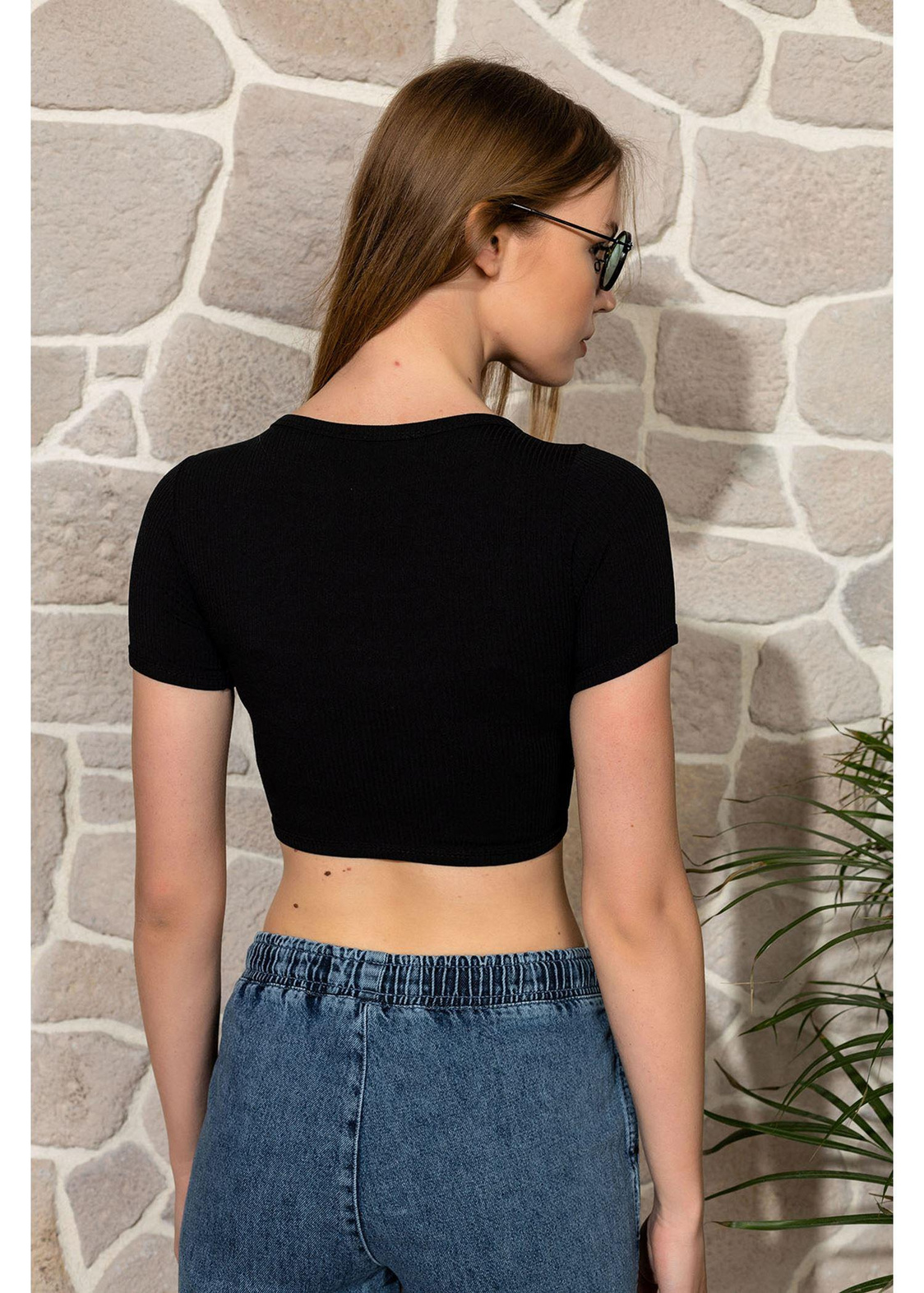 Kısa Kol Basic T-shirt-Siyah