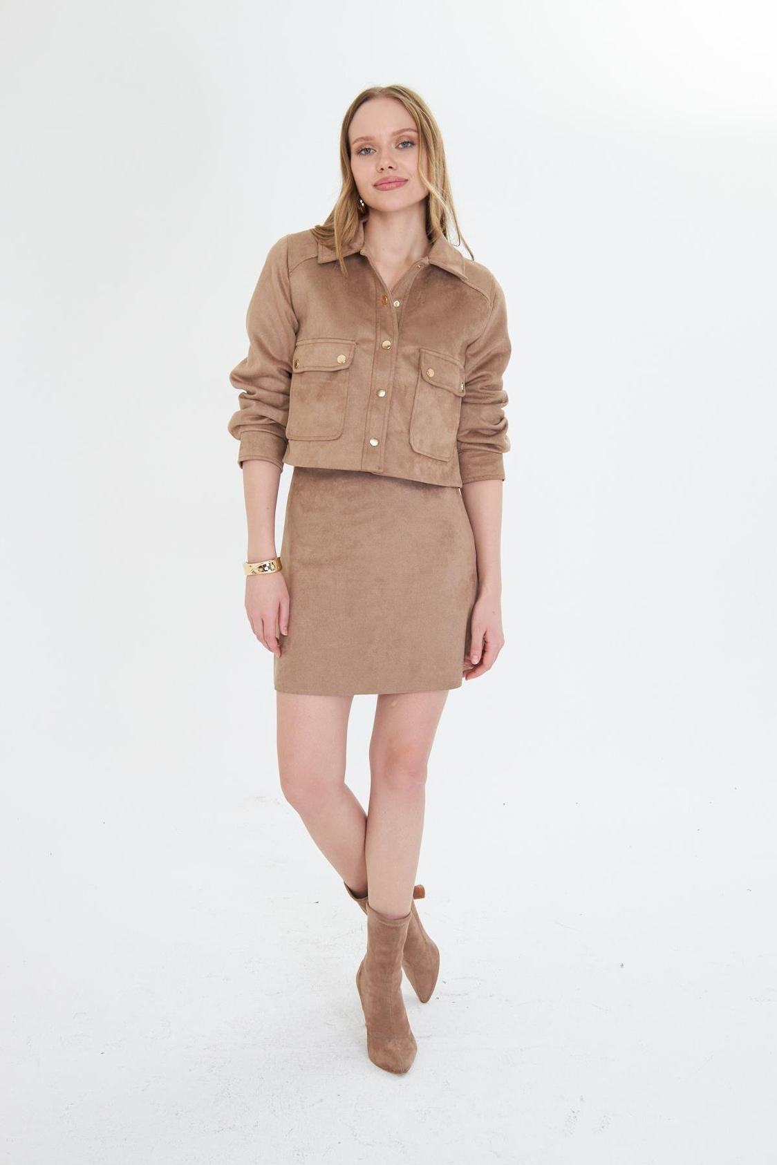 KISA SÜET ETEK - Vizon