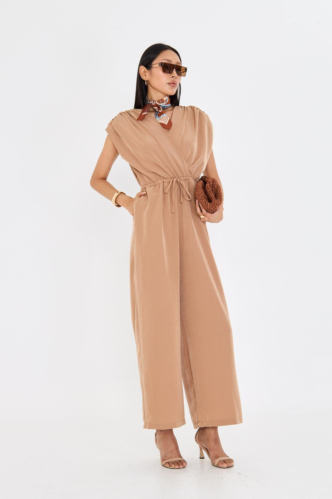 Kruvaze Yaka Sıfır Kol Tulum