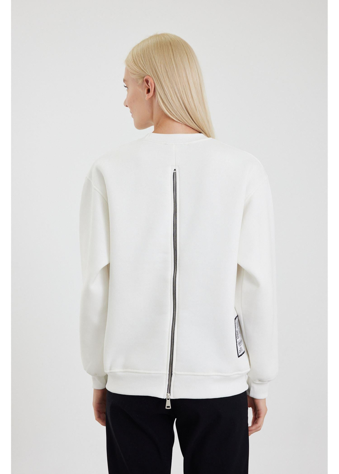 Kurt Baskılı Sweatshirt-Ekru