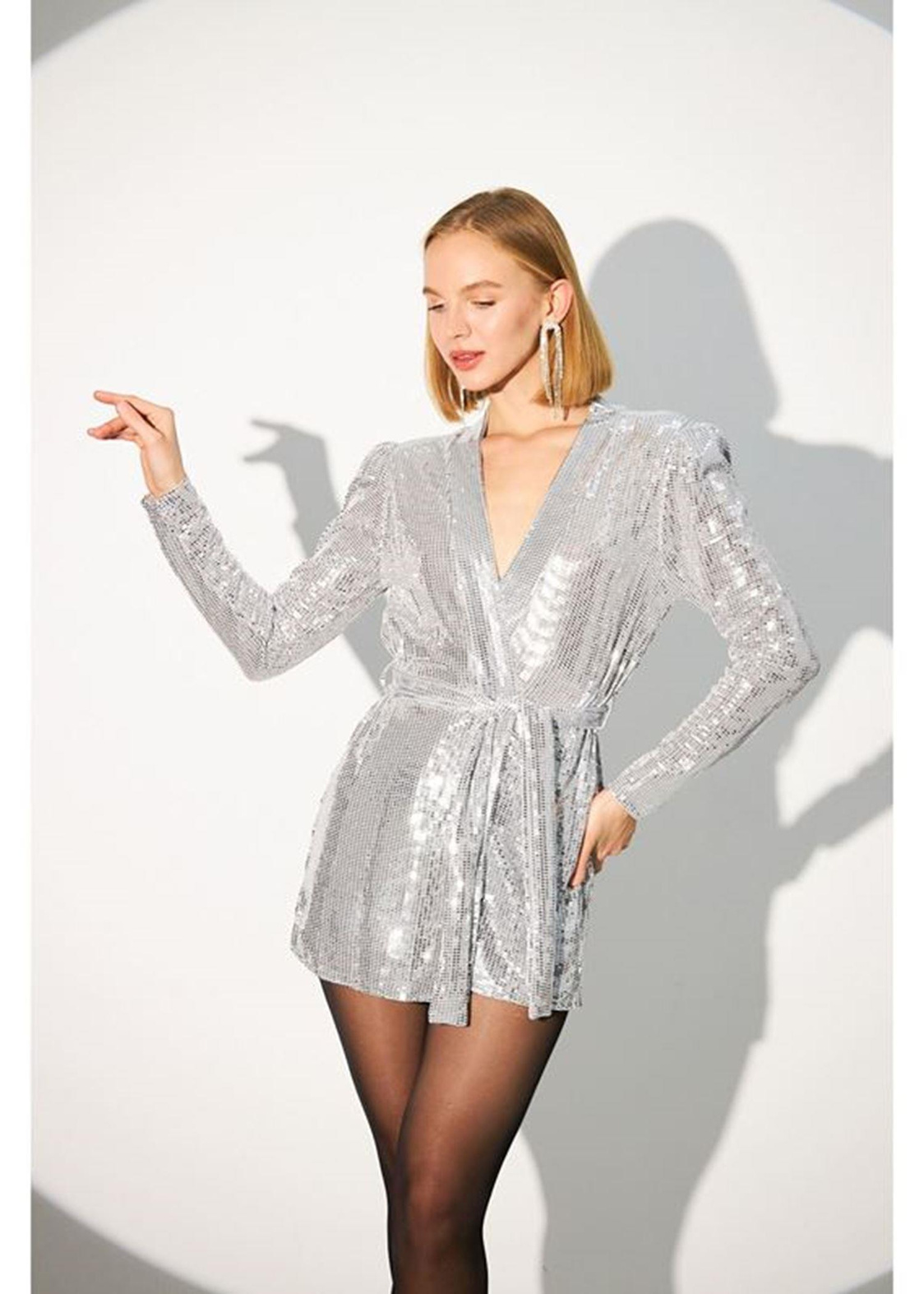 Kuşaklı Pullu Buzy Kimono