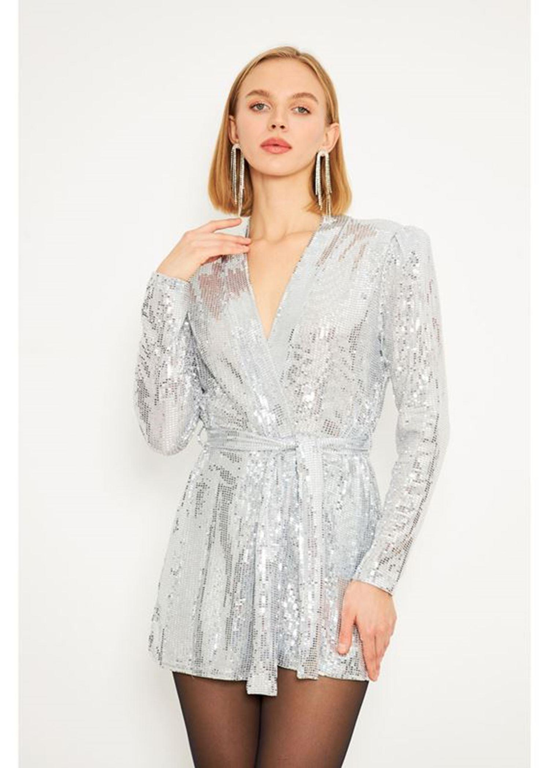 Kuşaklı Pullu Buzy Kimono