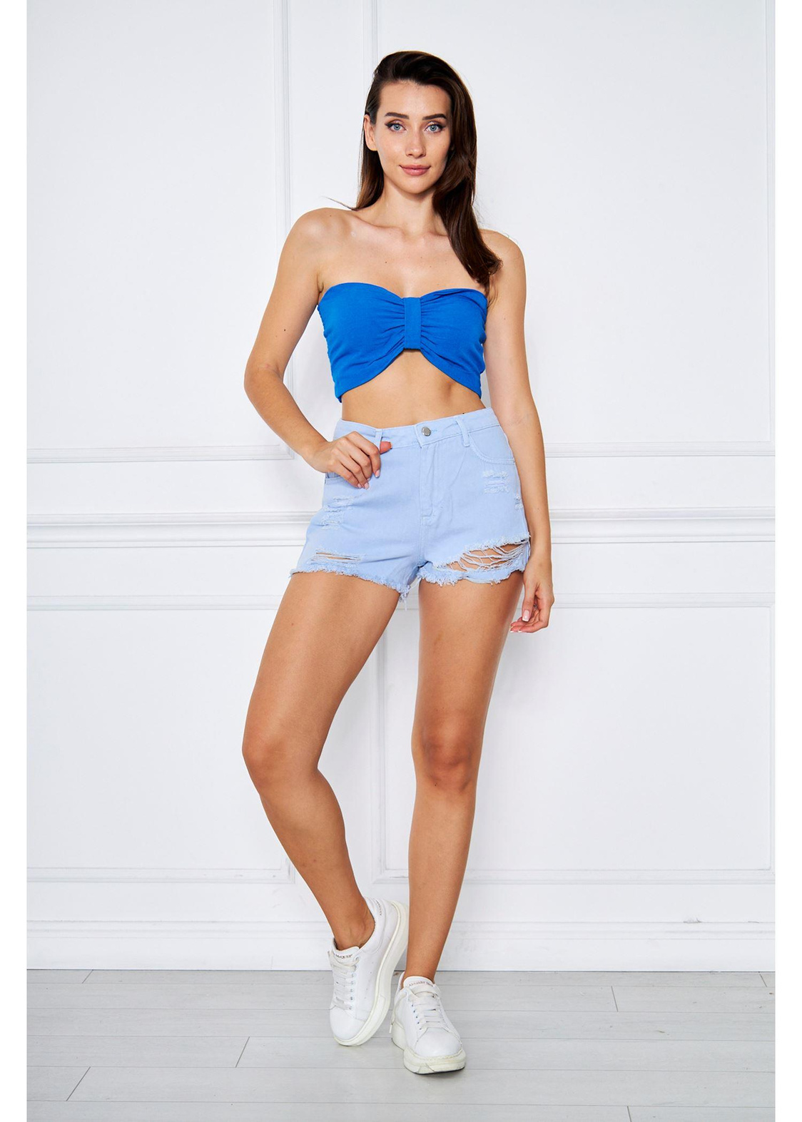 Lazerli Şort-Mavi